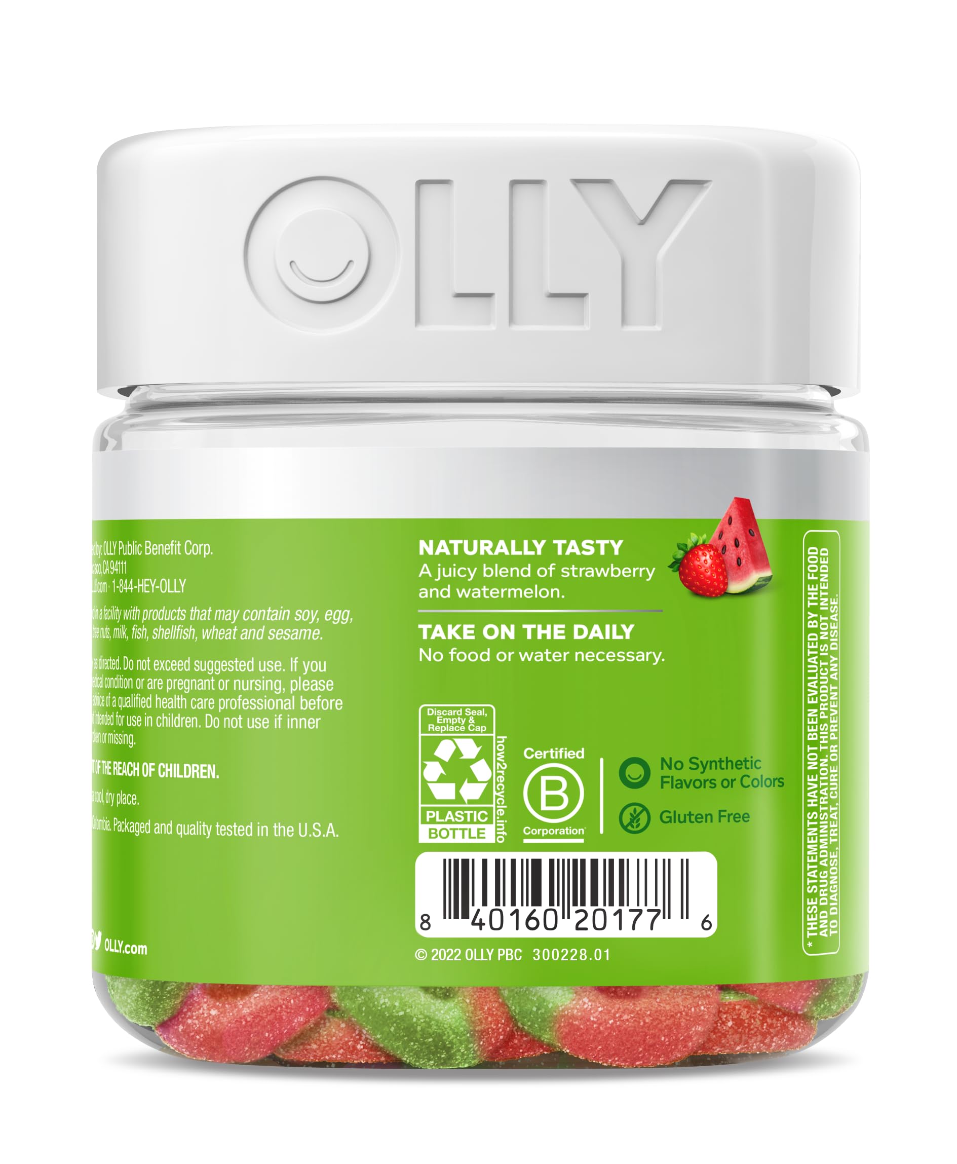 OLLY Fiber Gummy Rings, 5g Prebiotic Fiber, FOS (Fructo-oligosaccharides), Digestive Support, Berry Melon 50ct