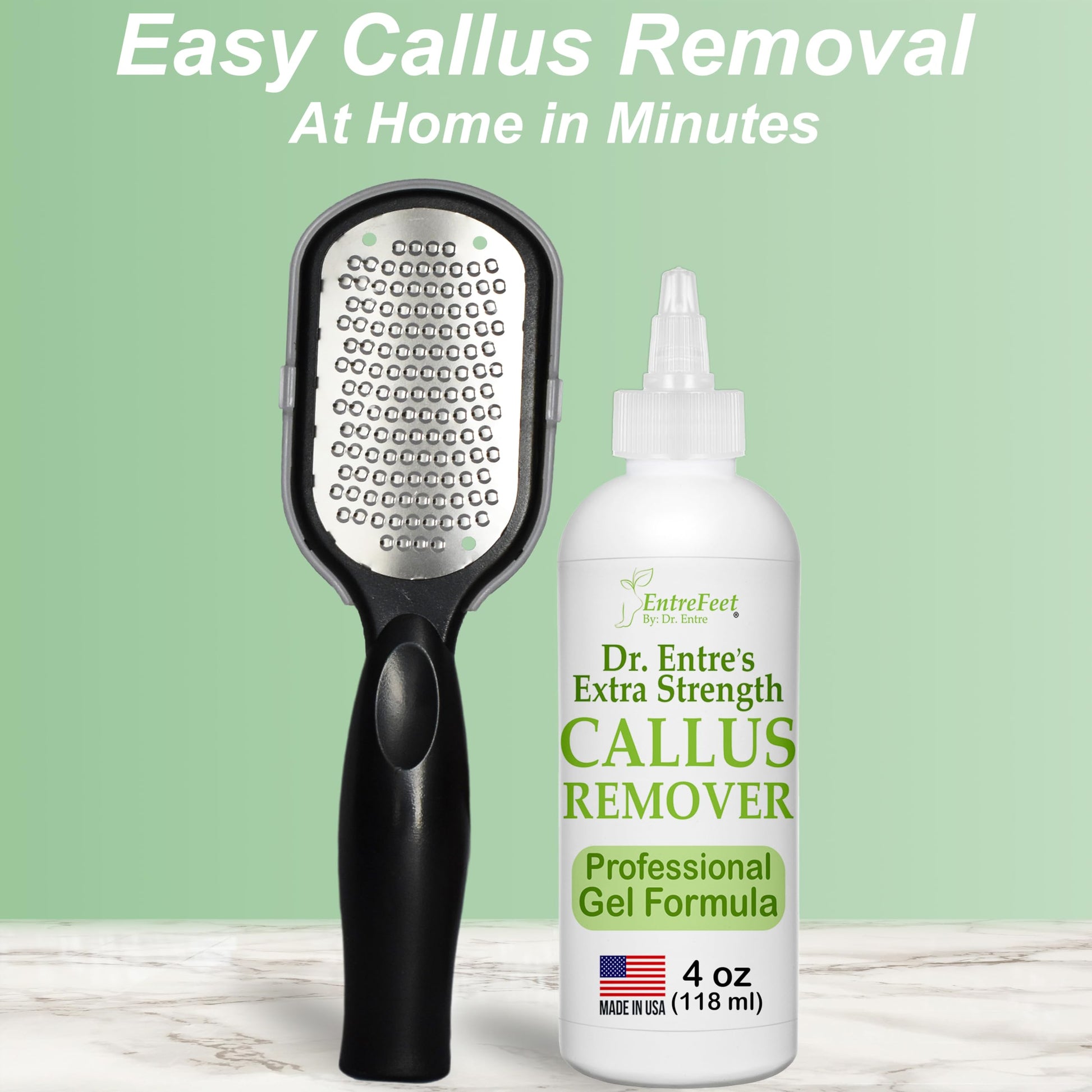 Dr. Entre's Callus Remover Gel & Foot File: Extra Strength Callus Remover for Feet, Foot Callus Remover Care, Pedicure Tools Supplies, Spa Kit, Dead Skin Scrubber, 4 oz