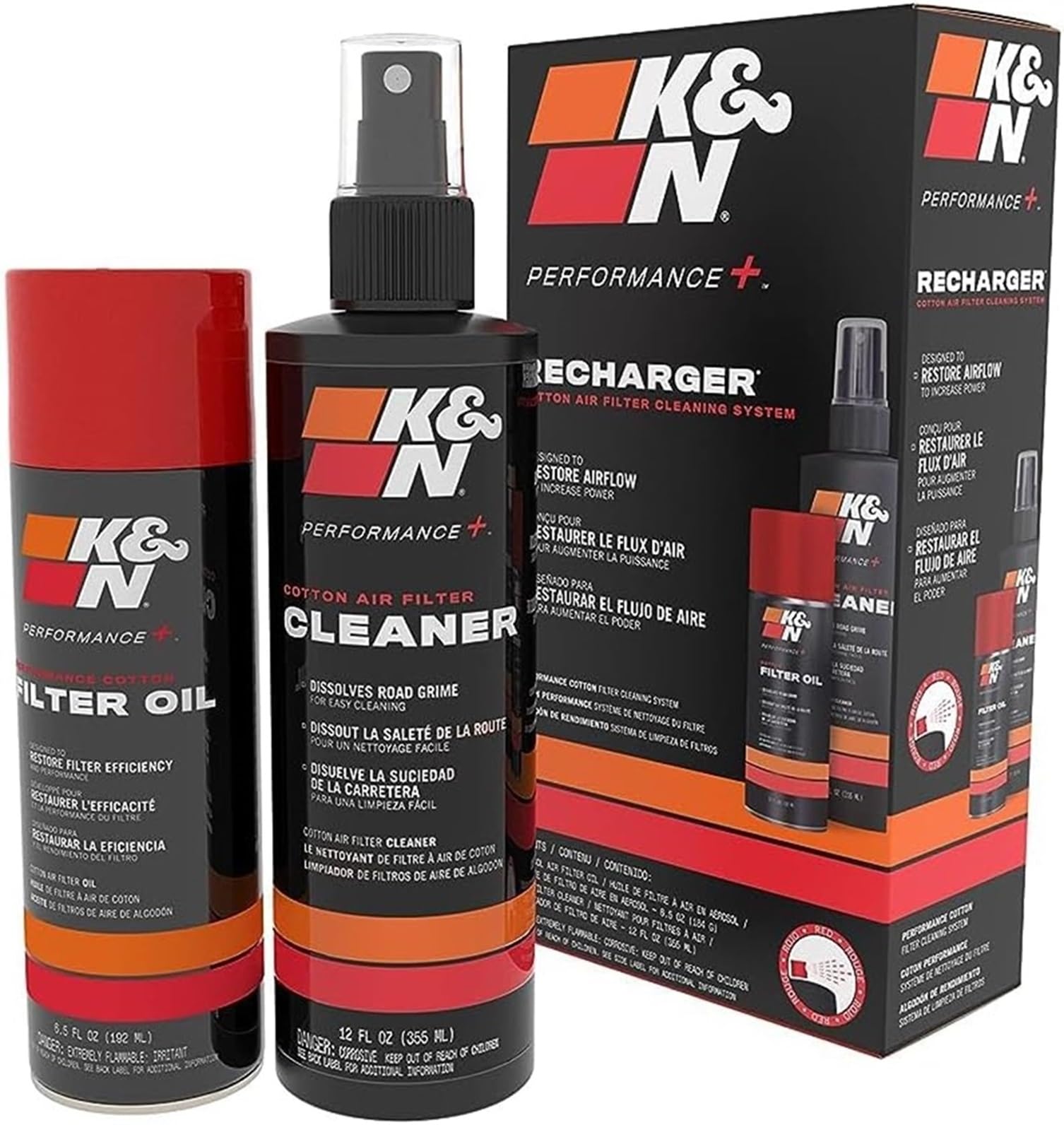 K&N Luftfilter-Reinigungsset: Aerosol-Filterreiniger und Öl-Set; Stellt die Leistung des Motorluftfilters wieder her; Wartungsset-99-5000, Multi
