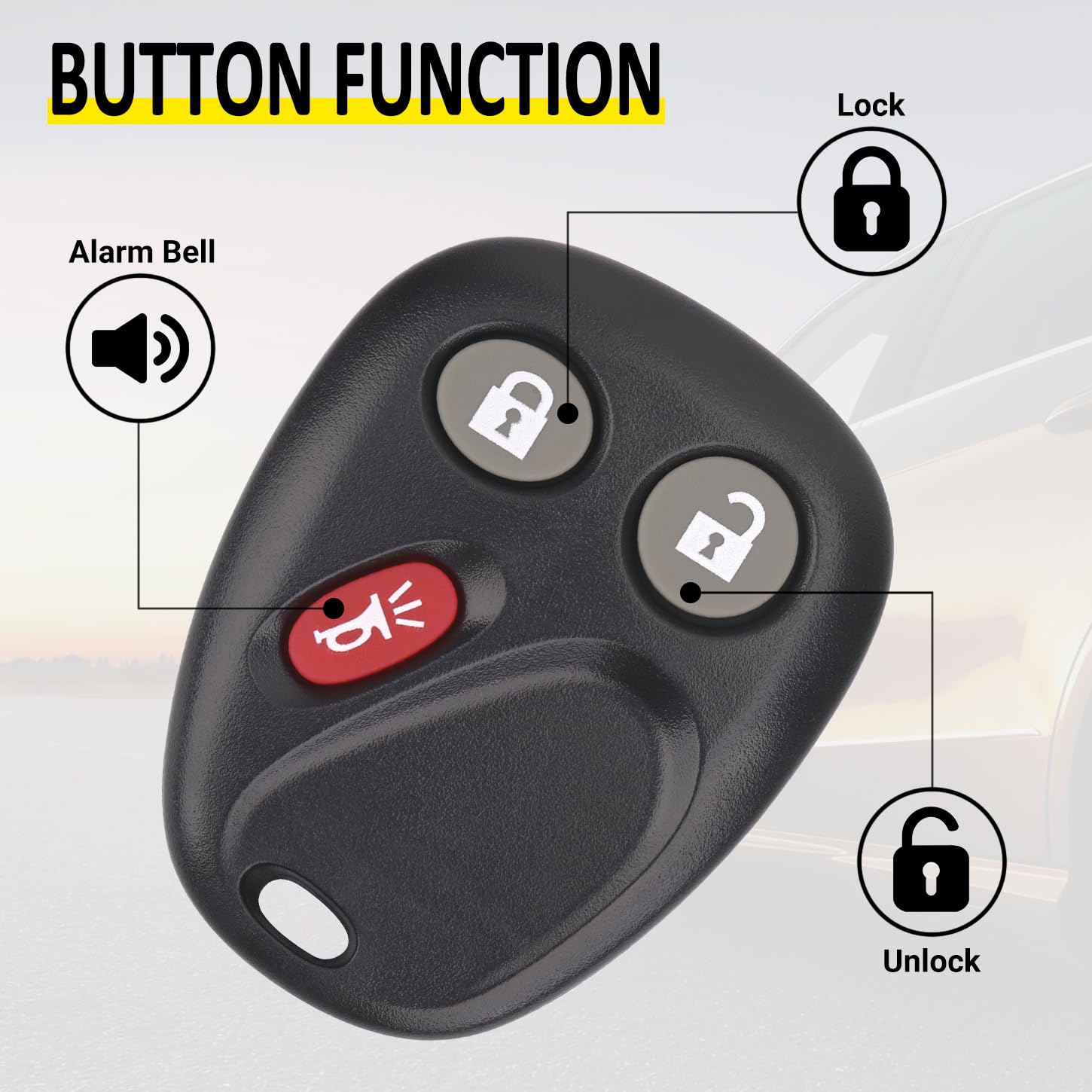 Vurkcy Keyless Entry Remote Key Fob Compatible with Chevy Tahoe Suburban Silverado Avalanche, GMC Sierra Yukon, Cadillac Escalade, Hummer H2 2003 2004 2005 2006, Replacement for LHJ011 (Pack of 2)