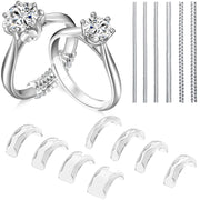 Ring Sizers for Loose Rings, 14 Pack Invisible Ring Size Adjuster Silicone, Ring Guards Spacer Tightener Resizer Fitter for Women Men, Make Ring Smaller Without Resizing Thick Band (Transparent-14PCS)