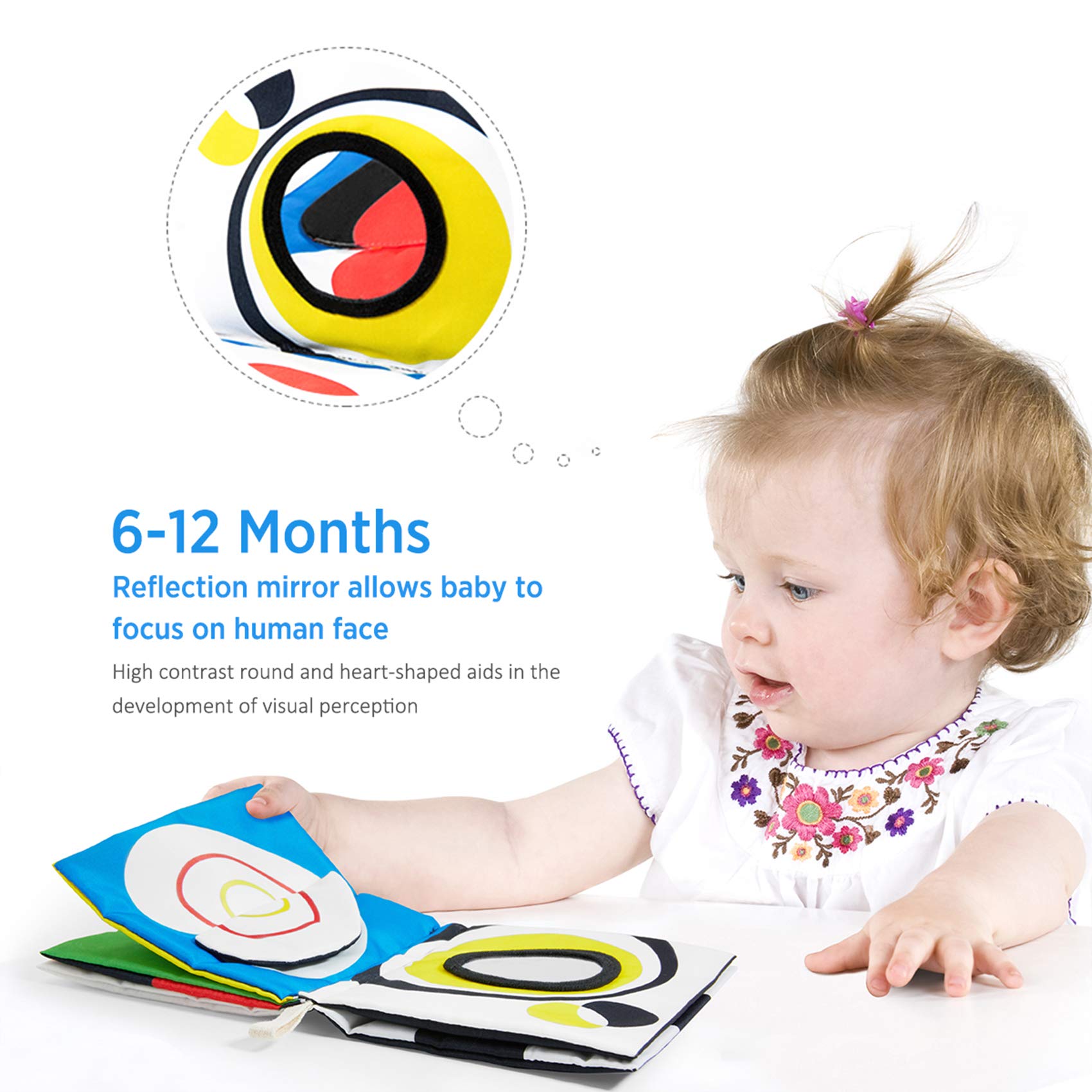 beiens High Contrast Black and White Baby Book - Touch and Feel Crinkle Sensory Toy - Visual Stimulation Interactive Montessori Toys for 0-12 Months Infant Newborn - Baby Gift for Boys Girls