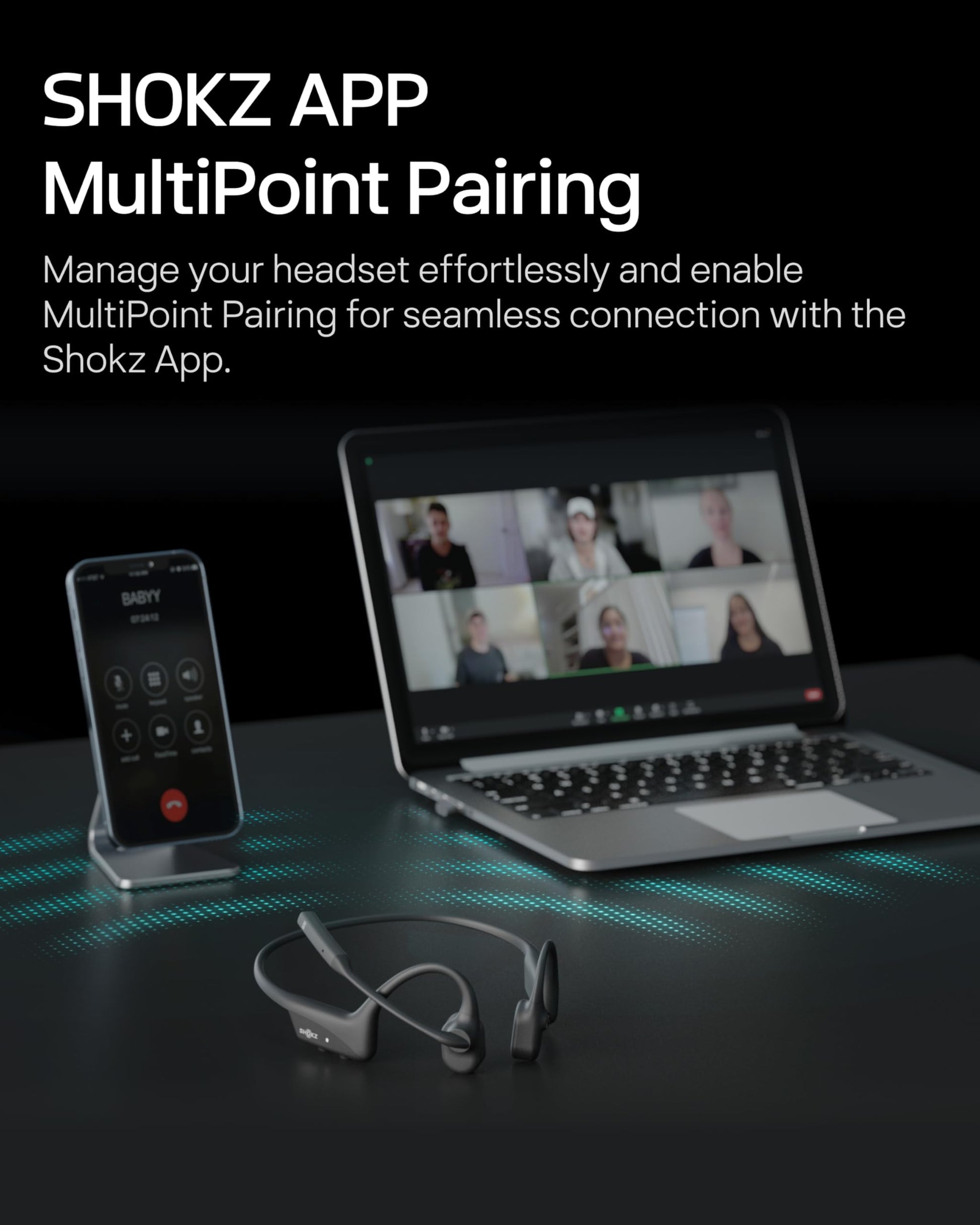 OpenComm2 2025 Upgrade - Open-Ear Bone Conduction Headphones, Wireless Bluetooth Headset with Noise Canceling Mic & Mute Button for Work Calls and Meetings, 16 Hour Talk Time for Mobile & PC - C120