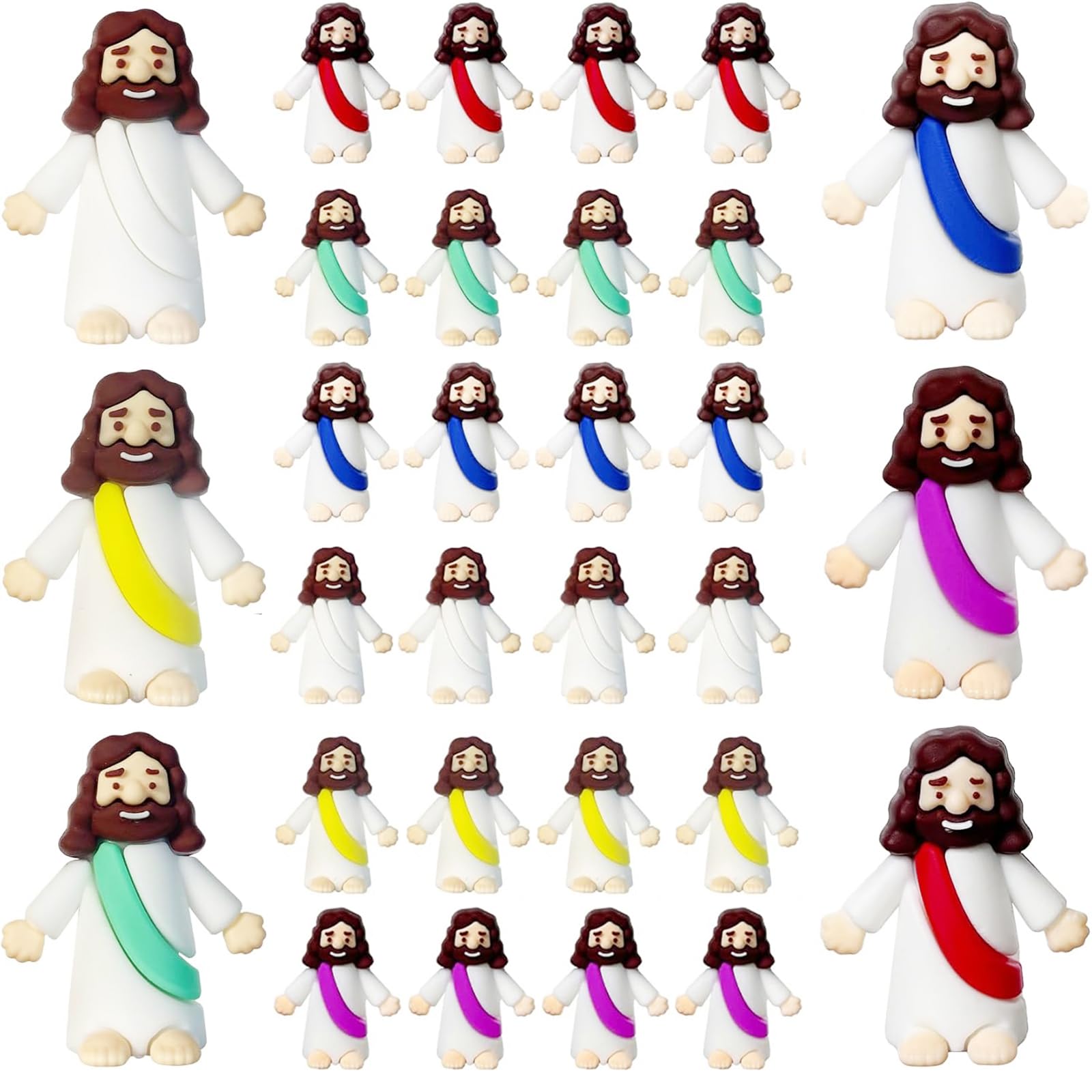 AKFAHOIF 30Pcs Little Jesus Figures, Set of 30pcs Action Figures Mini Jesus Figurines in Bulk, Tiny Jesus Figures to Hide and Seek Religious Gifts for Easter Egg Stuffers Fillers