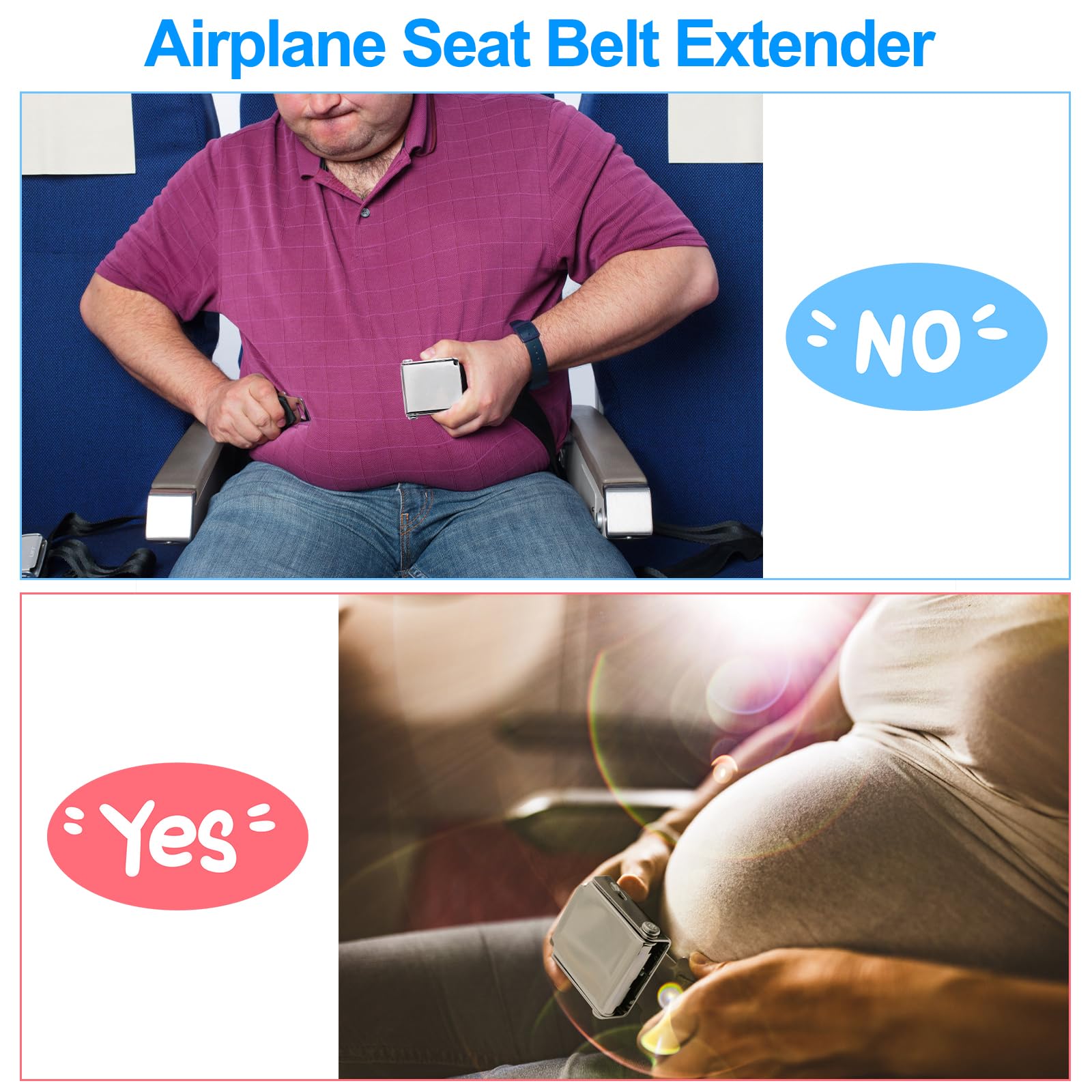 Coolrunner Airplane Seat Belt Extender, Adjustable 7-32" Airplane Seatbelt Extender Fits Most Airlines Free Carrying Case Black(Cannot be Used for a Car)