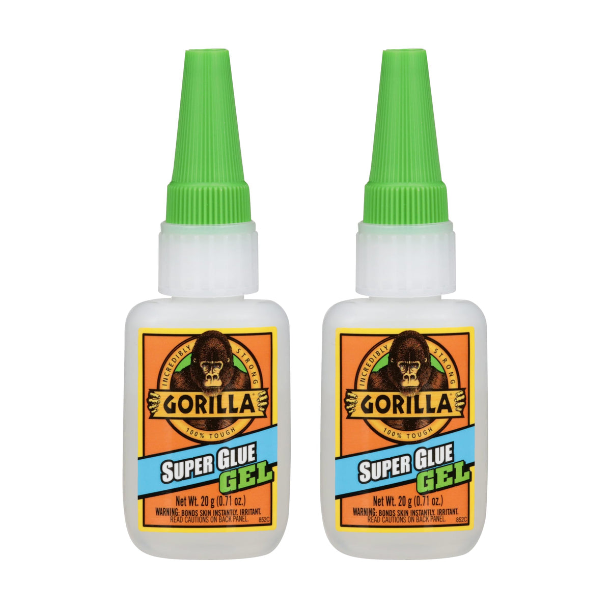 Gorilla Super Glue Gel, Clear Glue, 20 Gram (Pack of 2) - All Purpose and Fast Setting for Projects and Repairs