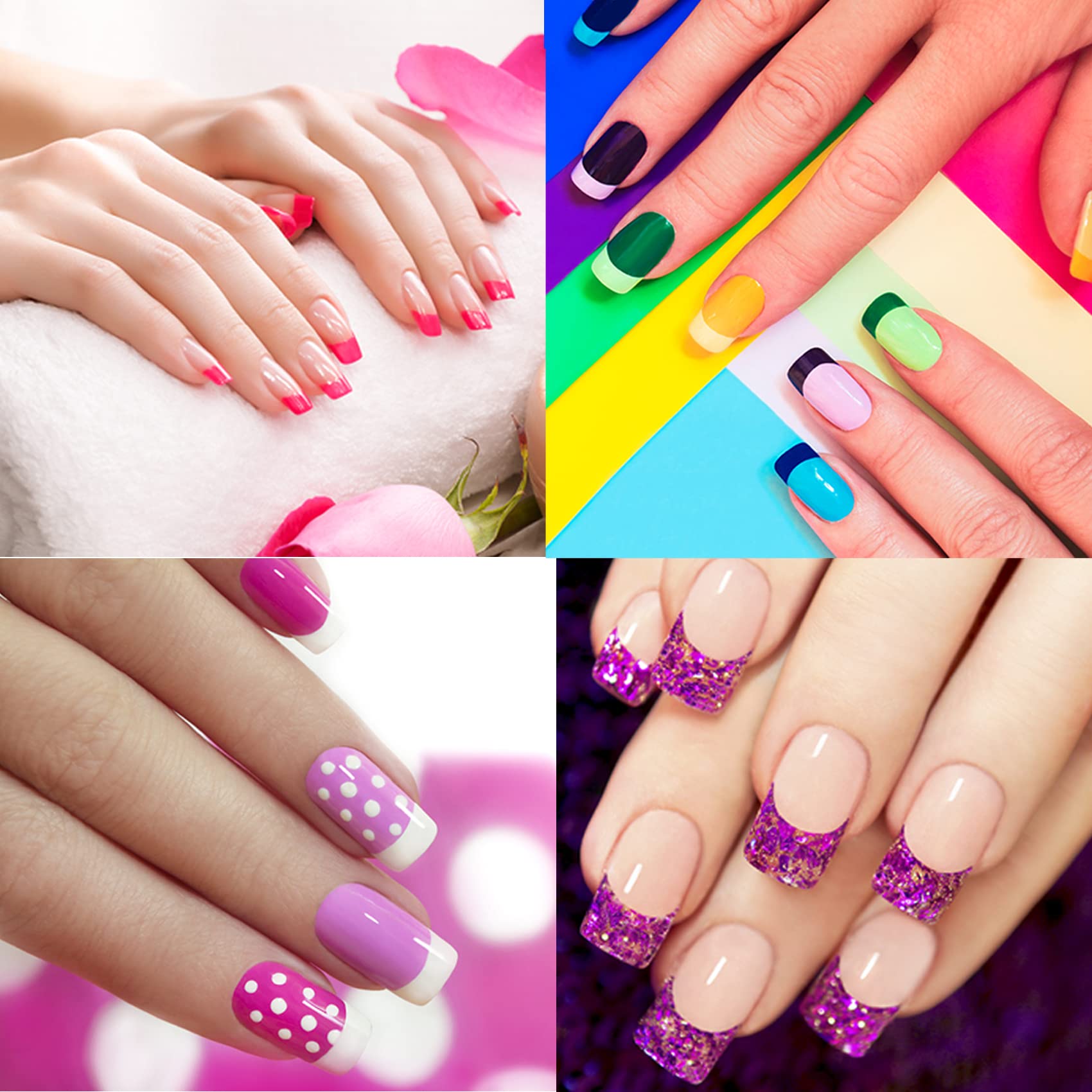 TailaiMei 36 Sheets 1368 Pieces French Manicure Nail Art Stickers, 3 Designs Self-Adhesive Nail Tips Guides for DIY Decoration Stencil Tools (3 Moon Shape Design, 36 Sheets)
