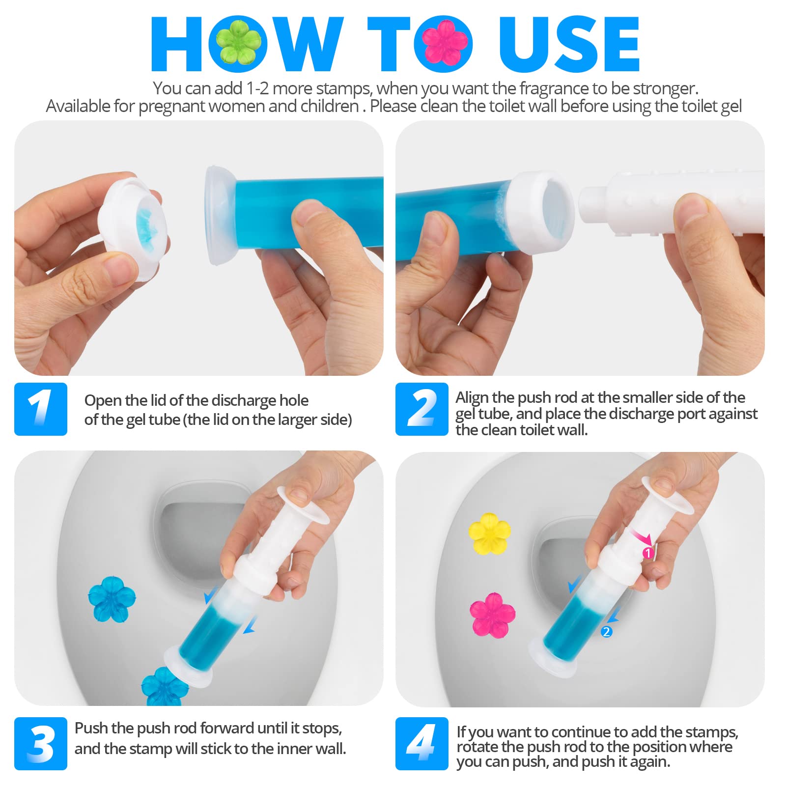 KILOSTEP Toilet Gel, 60 Count 5 Kinds Of Scent Toilet Cleaner Bowl Gel Stamp Kit Air Freshener