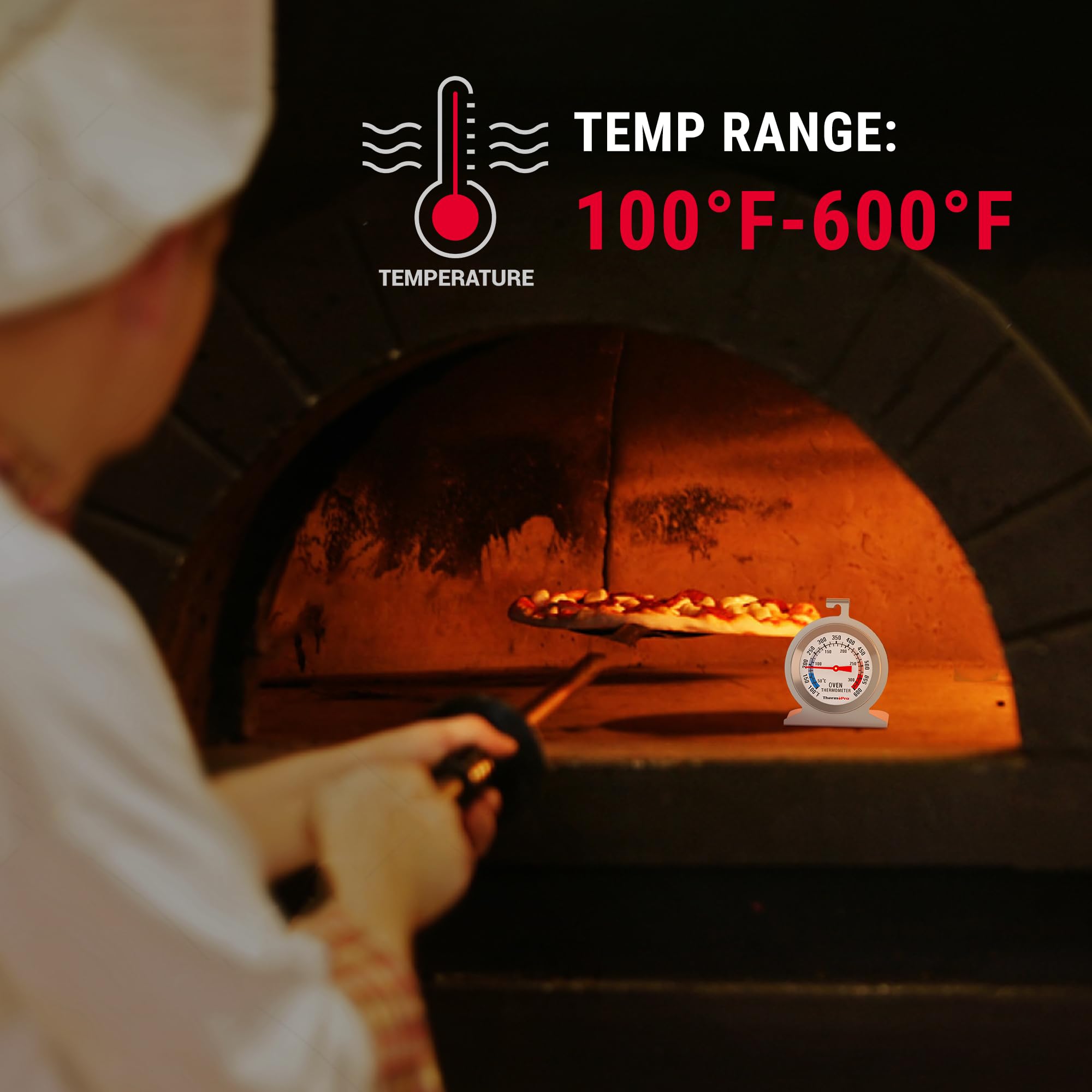 ThermoPro 2-Pack Oven Thermometer for Gas Oven, 50-300°C/100-600°F Smoker Temperature Gauge with 431 Stainless Steel, Analog Instant Read Cooking Thermometer
