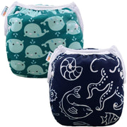 ALVABABY Schwimmwindeln, 2 Stück, Baby- & Kleinkindwindeln, Druckknopf, Einheitsgröße, wiederverwendbar, verstellbar, für Jungen, zum Schwimmunterricht SW18-21