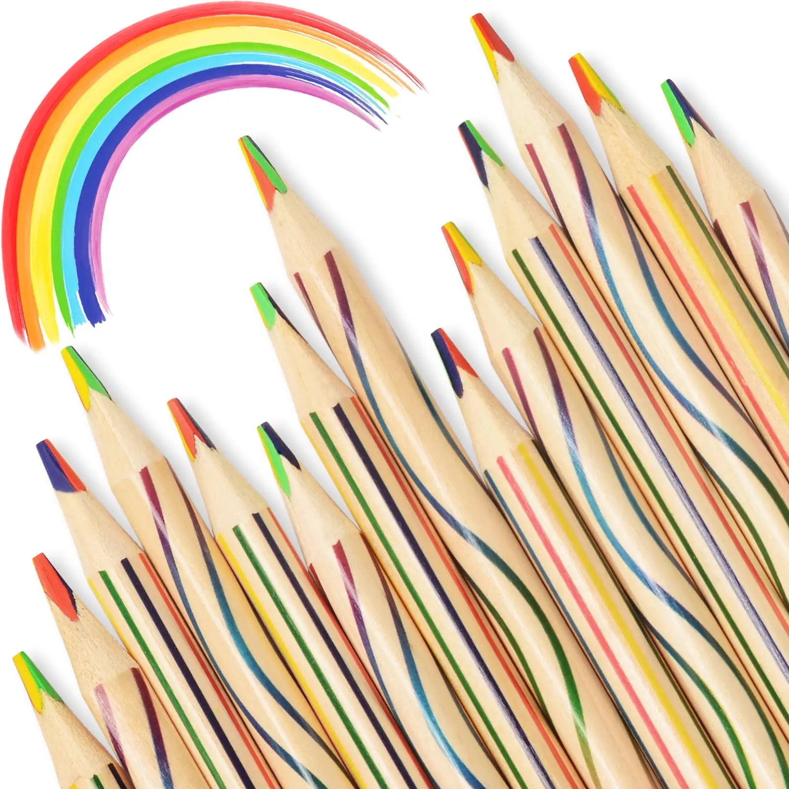 ThEast Rainbow Pencils Halloween Party Favors, 30 Pieces 4 in 1 Colored Pencils for Kids, Teen Girl Gifts Trendy Stuff, Goodie Bags Stuffers for Kids