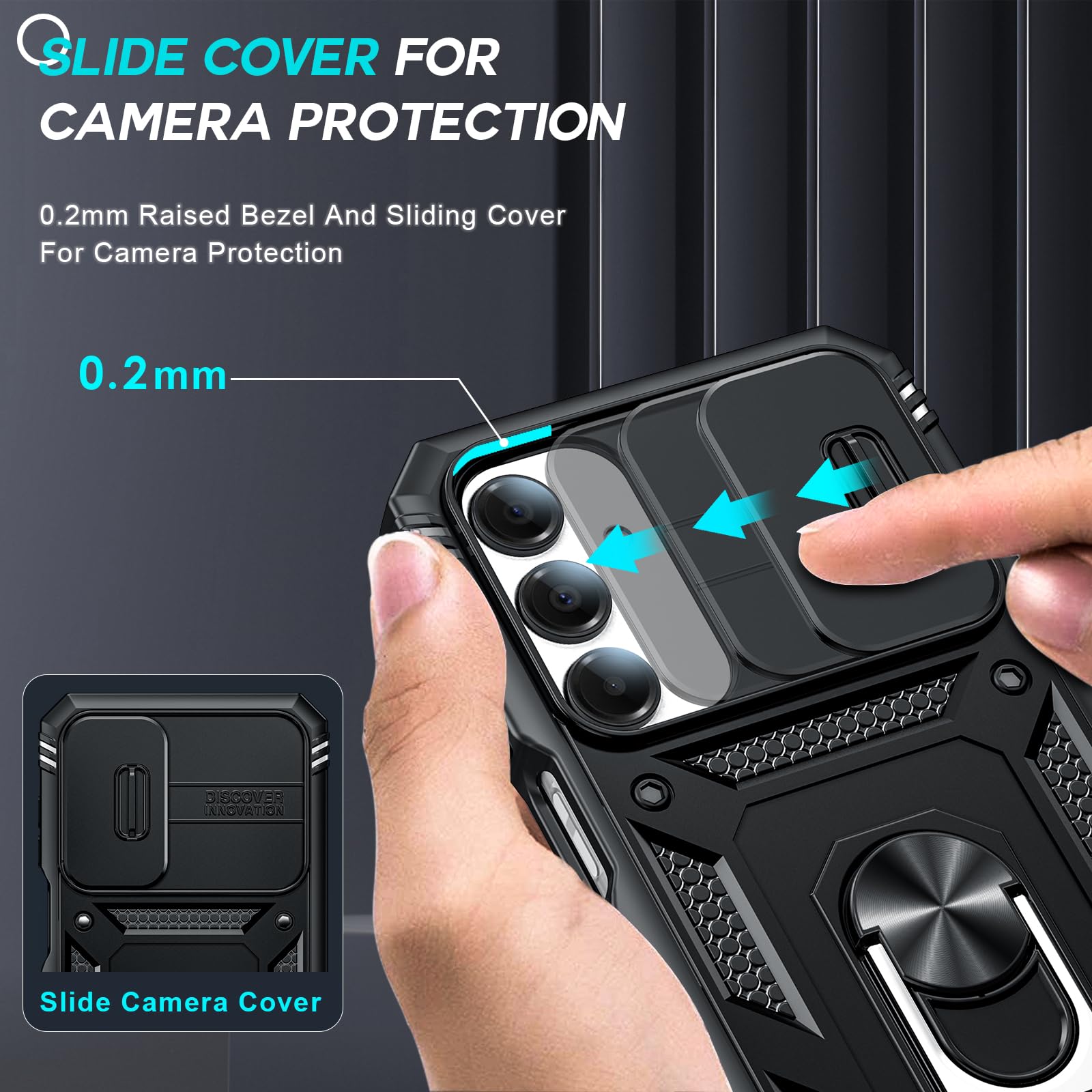LeYi for Galaxy A16-5G Phone Case: Galaxy A16 5G Screen Protector [2 Packs] with Camera Cover, Military-Grade Heavy Duty Protection Cell Android Basic Funda para Samsung Galaxy A 16 5G Phone, Black