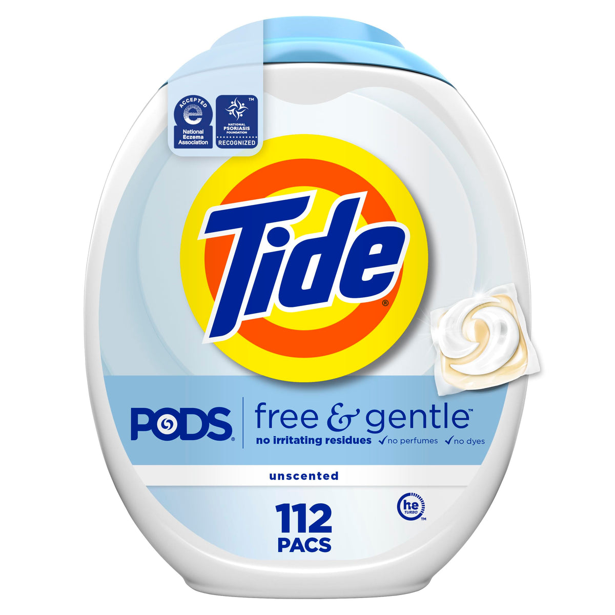 Tide PODS Free & Gentle Laundry Detergent Soap Pacs, 112 Count, Tide PODS Laundry Detergent