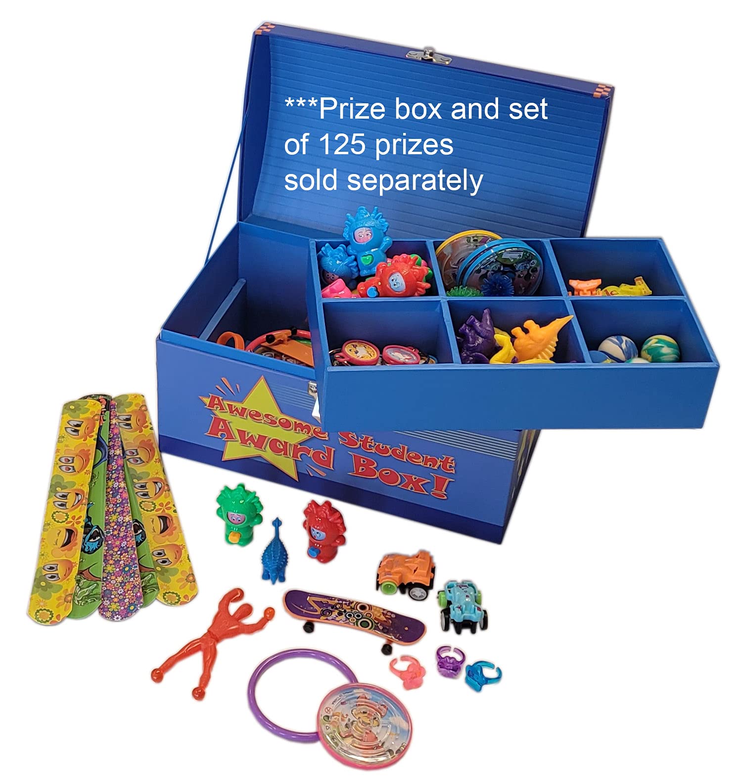 My Tiny Treasures Box Company Treasure Chest Box Desktop Size 10"x6"x6" for Teachers and Classroom Toy Prizes Awards for Star Students
