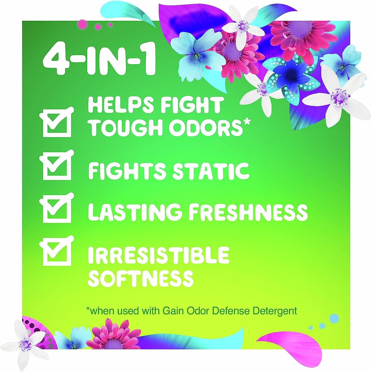 Gain + Odor Defense Dryer Sheets, Super Fresh Blast Scent Fabric Softener Sheets, 240 ct
