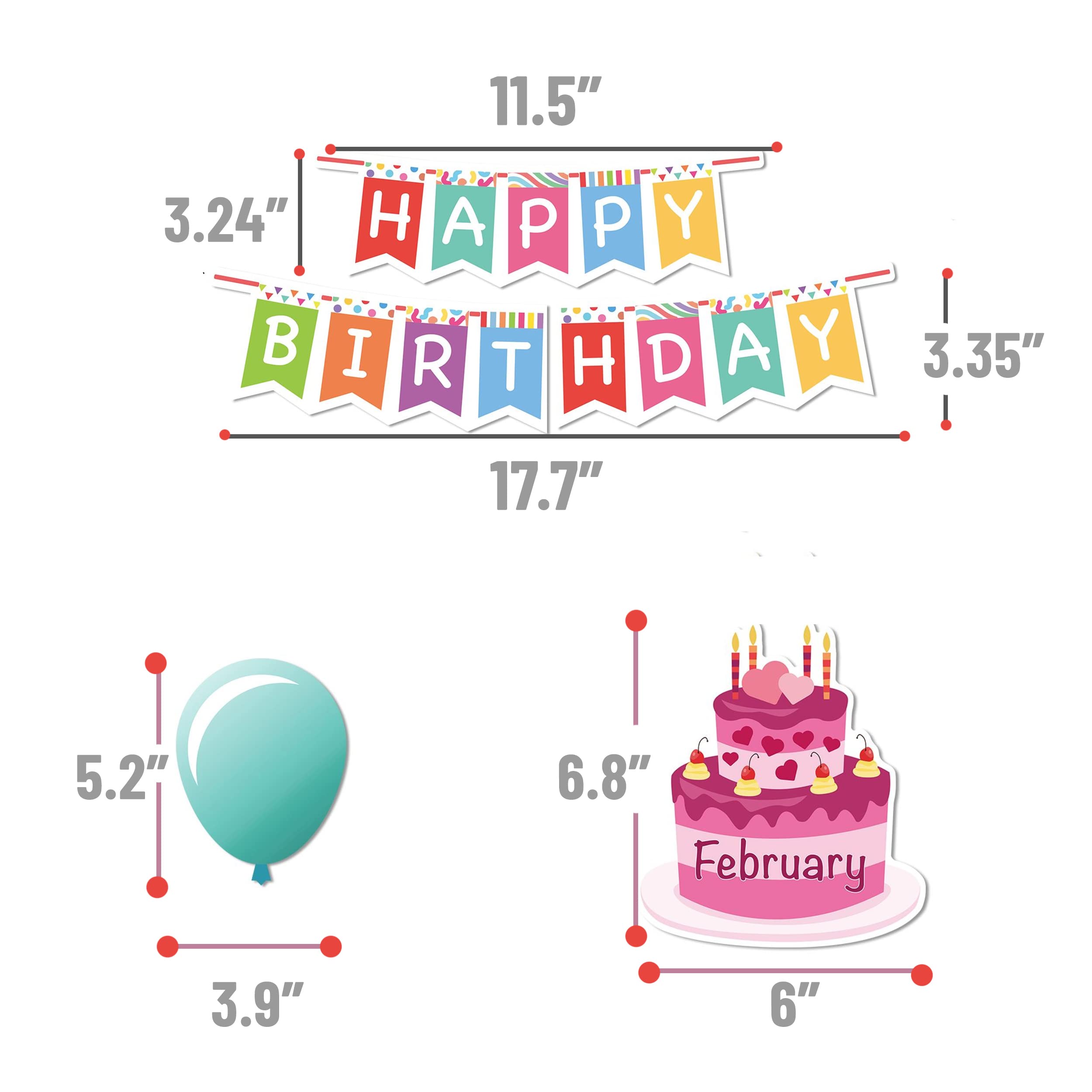 Mr. Pen- Happy Birthday Bulletin Board Set, 20 Pcs, Decorations for Classroom and Birthday Board