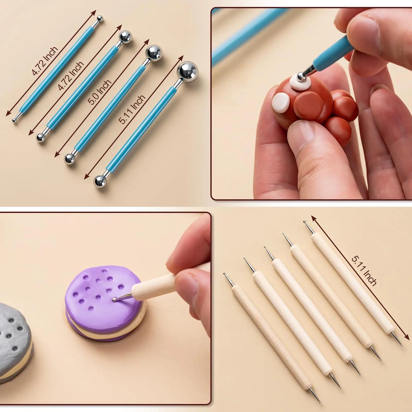 Amrules Clay Tools Kit, 27 PCS Pottery Tools, Practical Polymer Clay Sculpting Tools Kit, Air Dry Clay Tools Set for Adults, Pottery Craft, Dotting, Carving, Drawing, Molding, Modeling, Shaping
