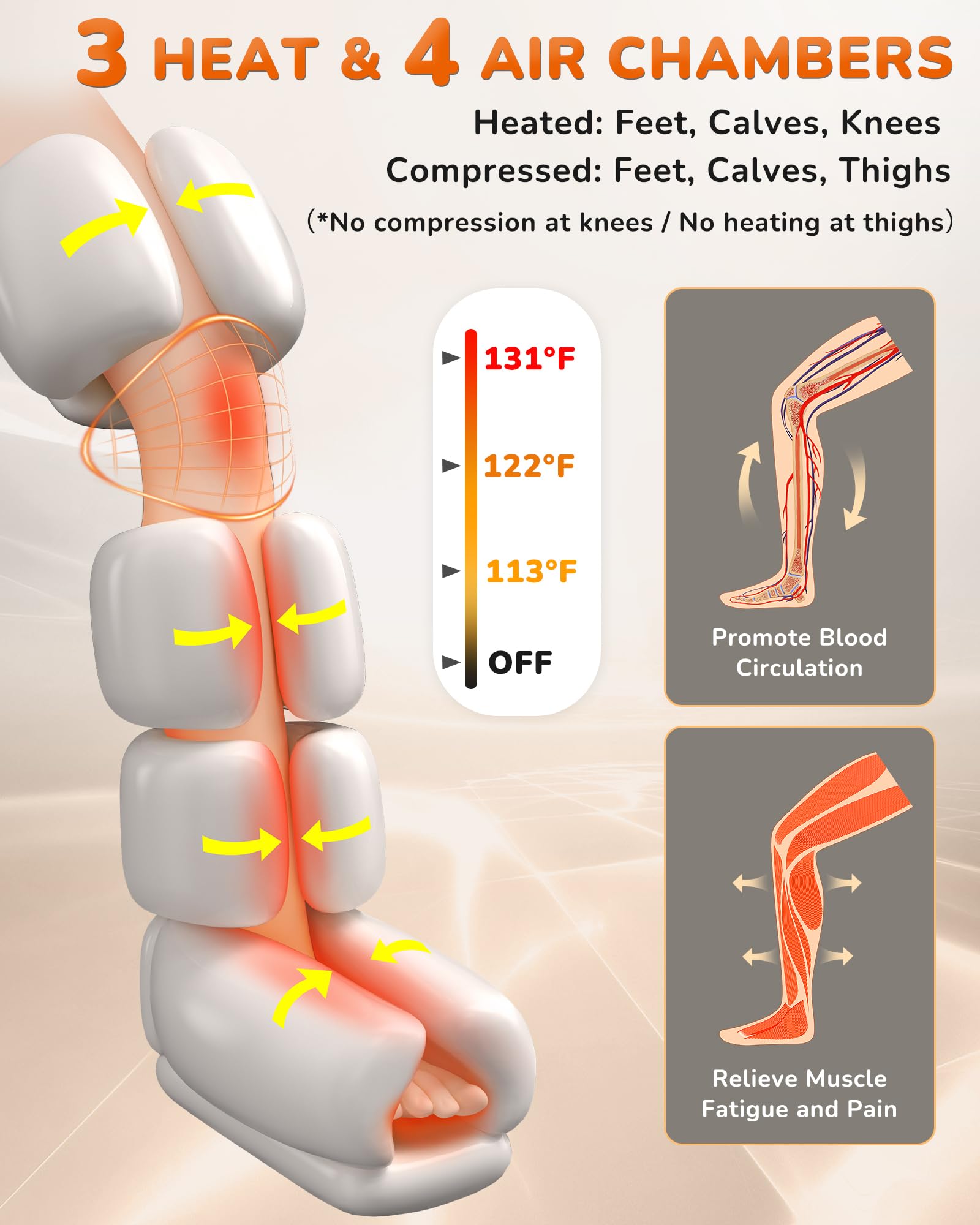 JZBRAIN Leg Massager with Heat and Compression : Sequential Compression Boots with 6 Modes, 9 Intensity and 3 Heat – Leg Massager for Circulation and Pain Relief - Gifts for Mom,Dad,Seniors,Him,Her