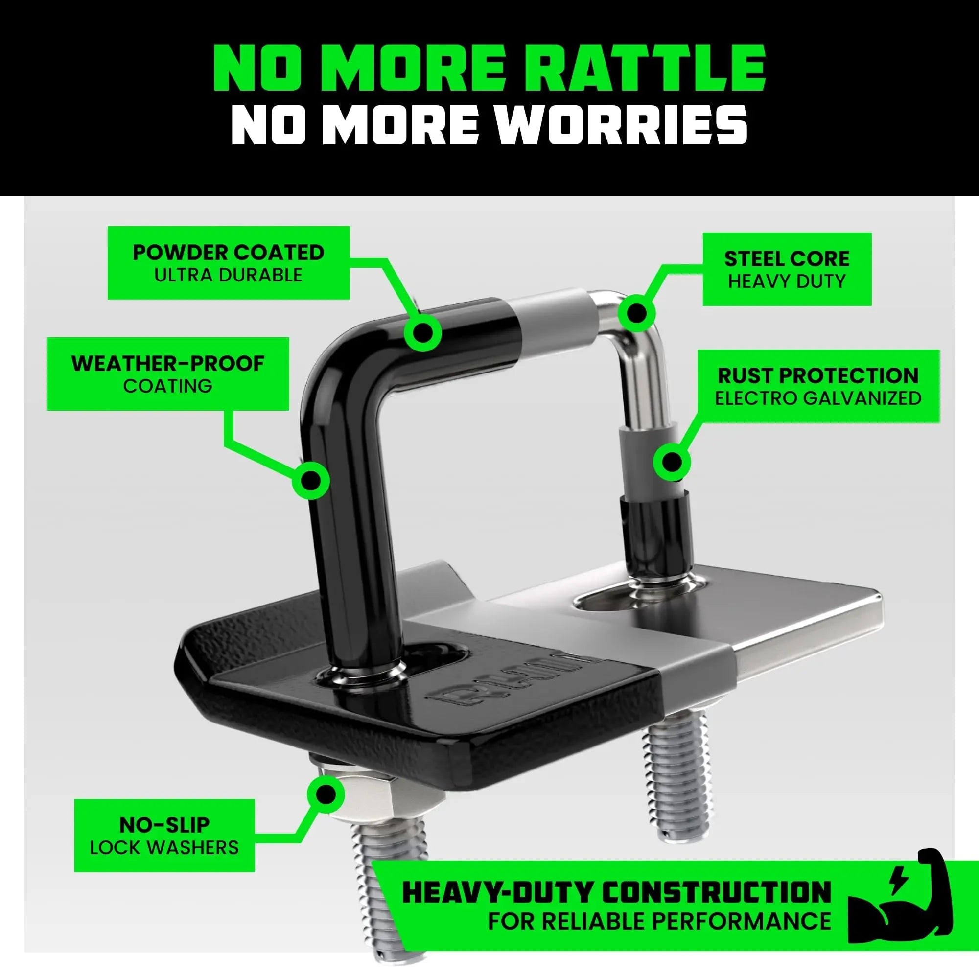 Rhino USA Hitch Tightener Anti Rattle Clamp (for 2 inch Hitches) Heavy Duty Steel Trailer Hitch Stabilizer - Weatherproof Protective Anti-Rust Silencer for Bike Rack, Hitch Receiver & More!