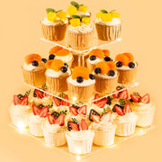 HENABLE 3 Tier Cupcake Stand Cupcake Holder, Acrylic Cupcake Tower with LED Yellow Light for 24 Cupcakes, Dessert Table Display Set for Birthday, Bar, Decor Weddings, Parties Events