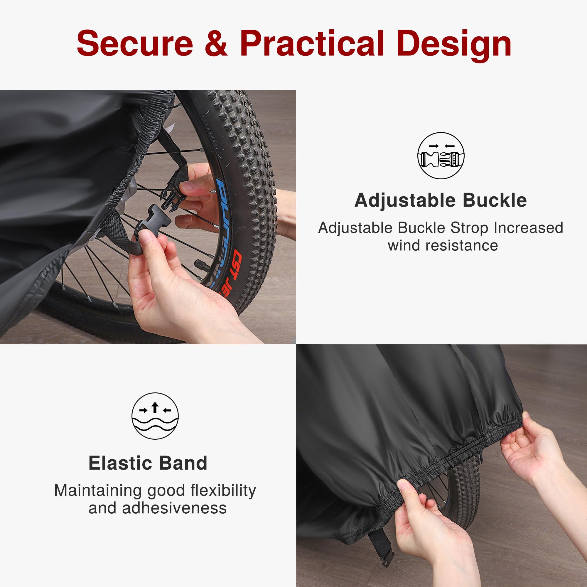 Puroma Bike Cover for 1 bike, Outdoor Waterproof Bicycle Covers Rain Sun UV Dust Wind Proof with Lock Hole for Mountain Road Electric Bike (Basic Black)