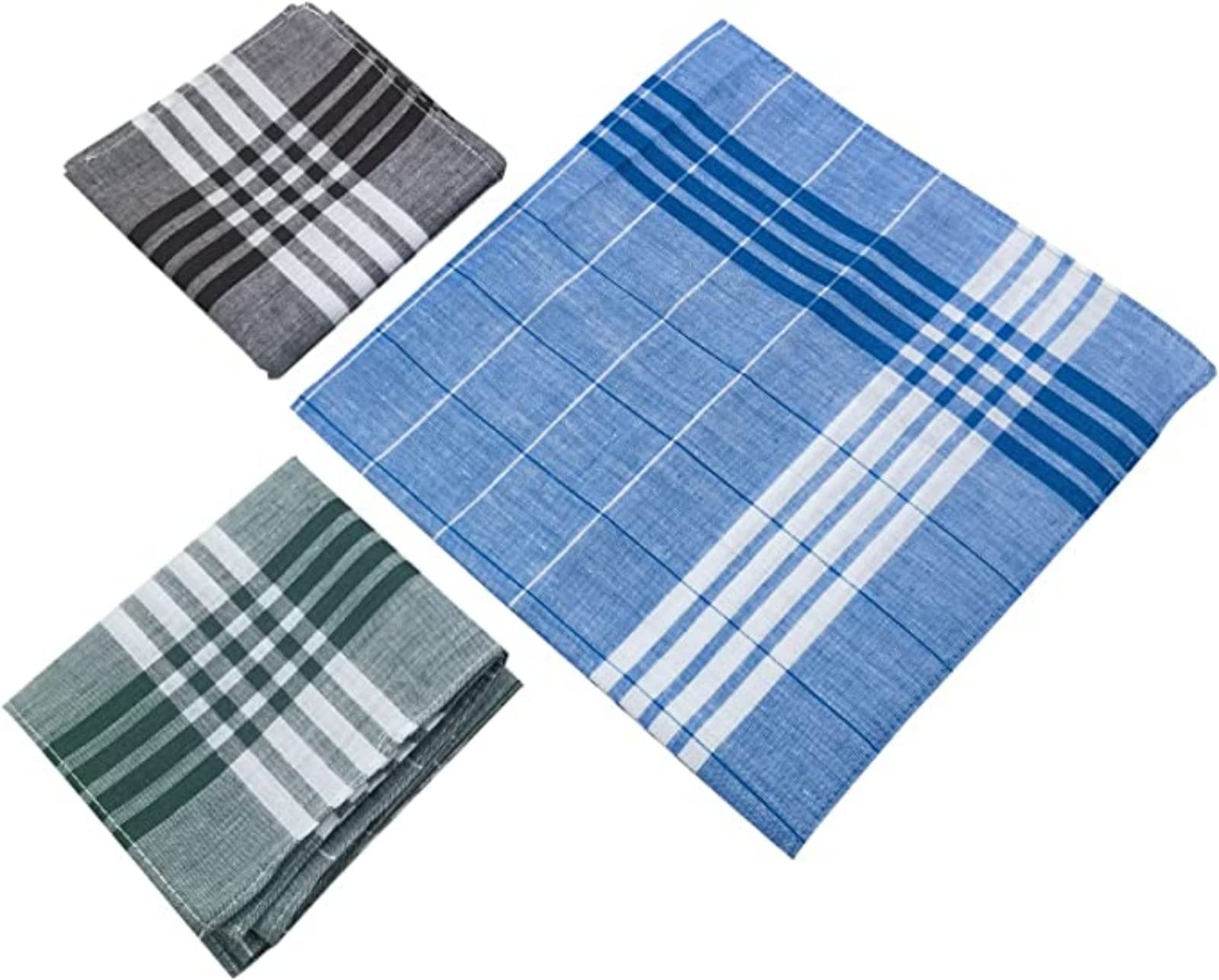 emlstyle Men's Handkerchiefs 100% Cotton Handkerchief with Check