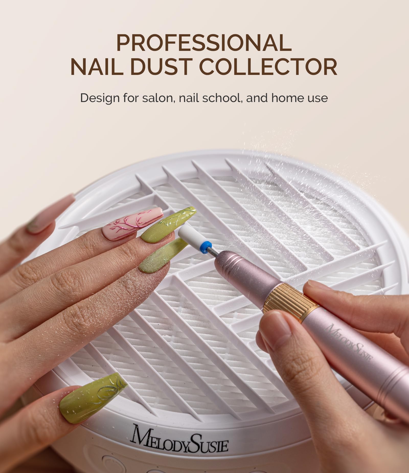 MelodySusie Nail Dust Collector,Compact Vacuum Fan Dust Collector for Beginner with Reusable Filter,HPro Powerful Dust Suction Machine Manicure Pedicure Tool for Acrylic Nail Polishing,Salon & Home