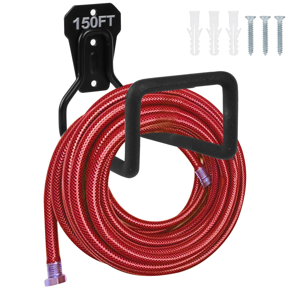 PeoMev Metal Garden Hose Holder - Heavy Duty Hose Hanger Wall Mounted Water Hose Holder for Outside Yard, Sturdy Hose Reel Hose Hooks for Water Hose