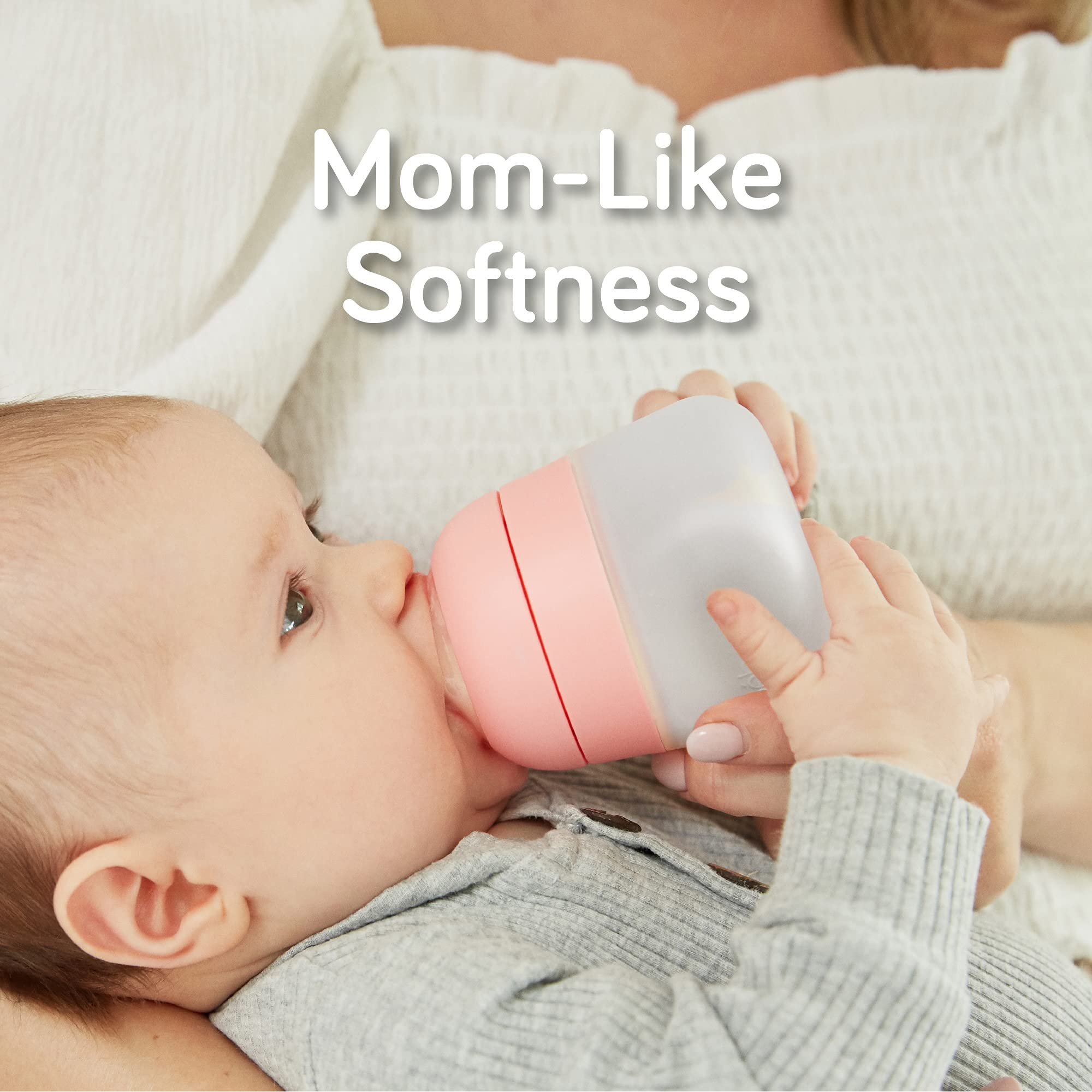 Nanobebe Flexy Silicone Baby Bottle, Anti-Colic, Natural Feel, Non-Collapsing Nipple, Non-Tip Stable Base, Easy to Clean 2-Pack, White, 5 oz