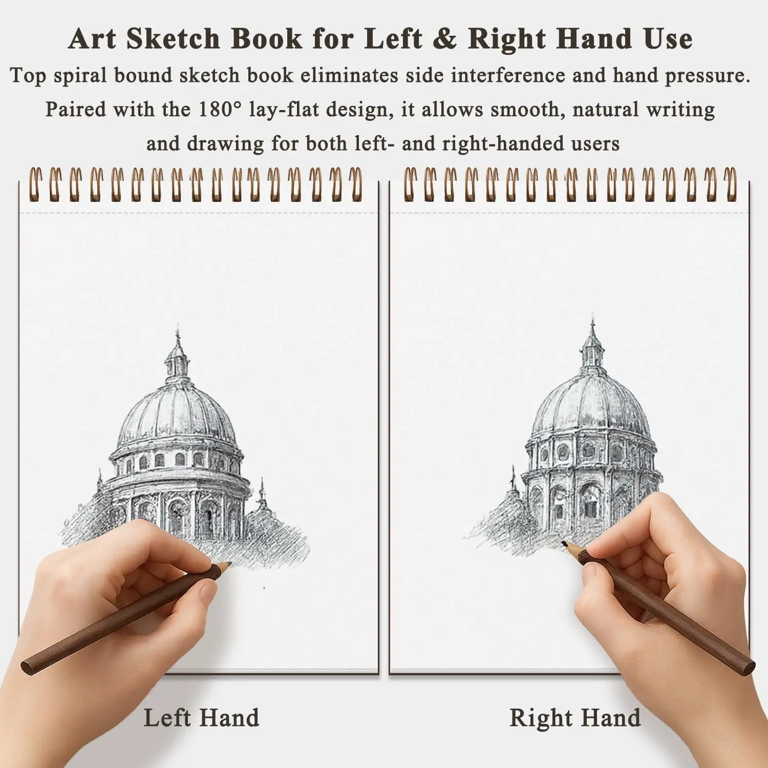 Fuxi 9" x 12" Sketch Book, Top Spiral Bound Sketch Pad, 100 Sheets 68lb/100gsm Acid-Free Drawing Paper, Art Sketchbook for Drawing Pad for Kids Artists & Beginners Professional Art Supplies for Adults