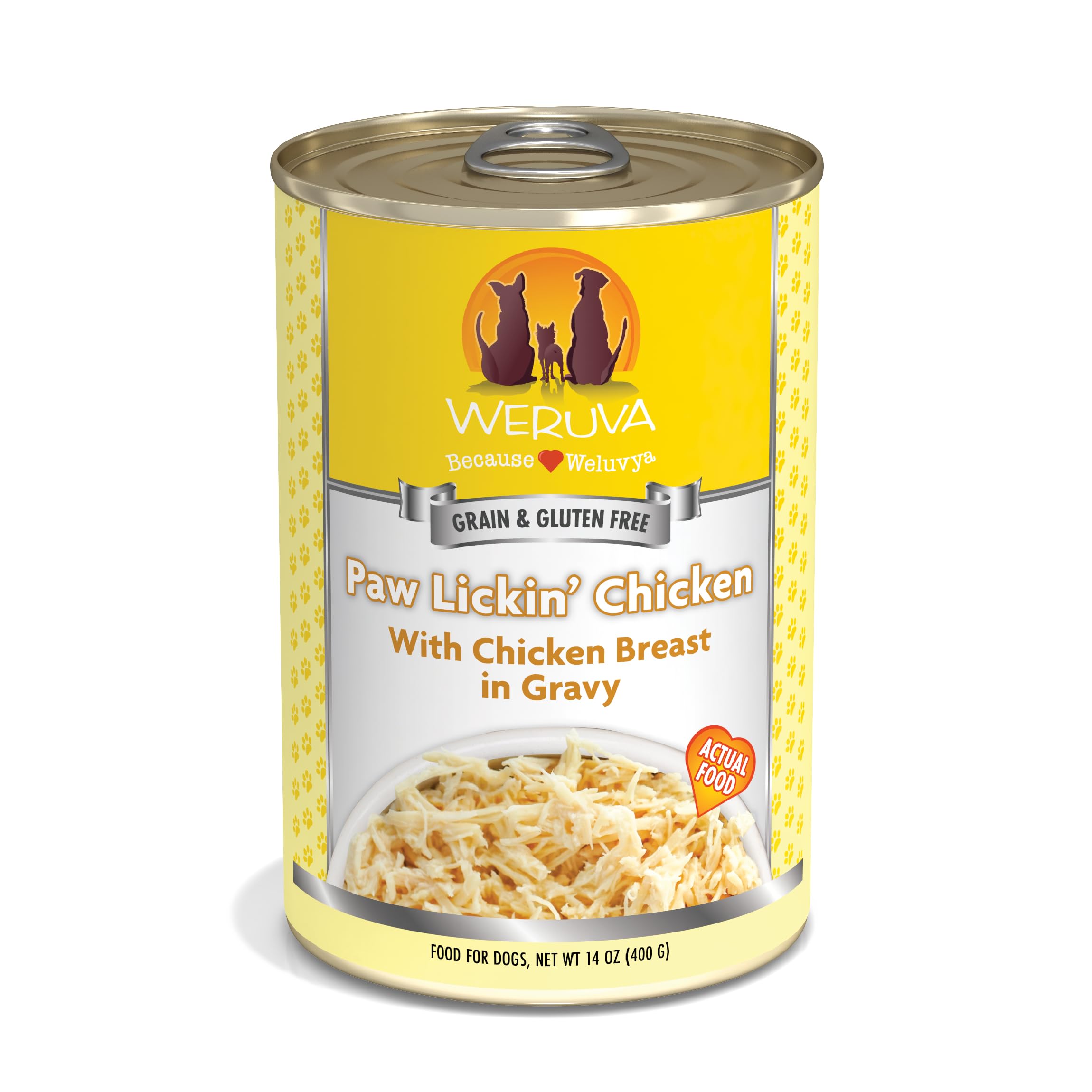 Weruva Classic Dog Food, Paw Lickin’ Chicken with Chicken Breast in Gravy, 14oz Can (Pack of 12)