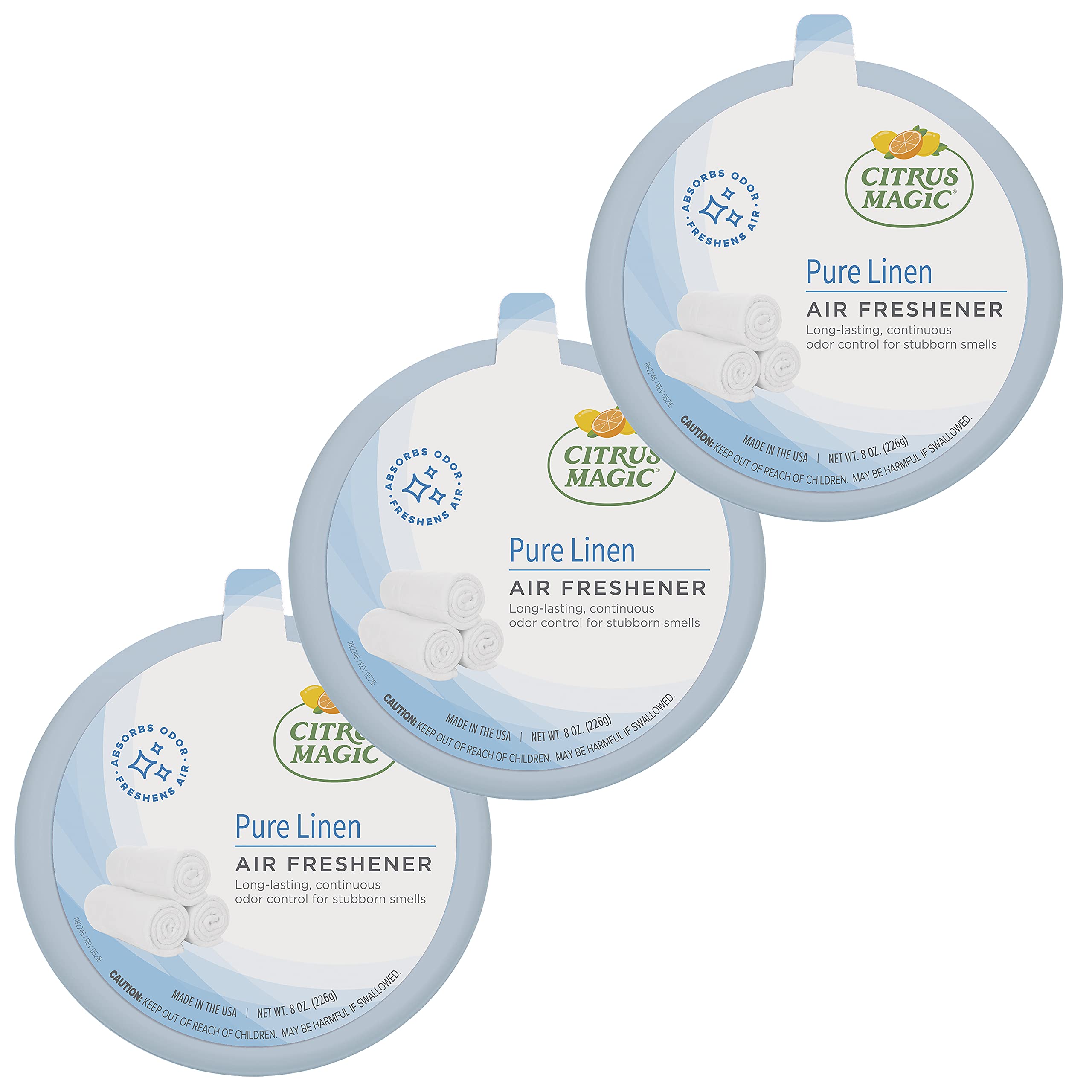 Citrus Magic Odor Absorbing Solid Air Freshener, Pure Linen, 8-Ounce, Pack of 3