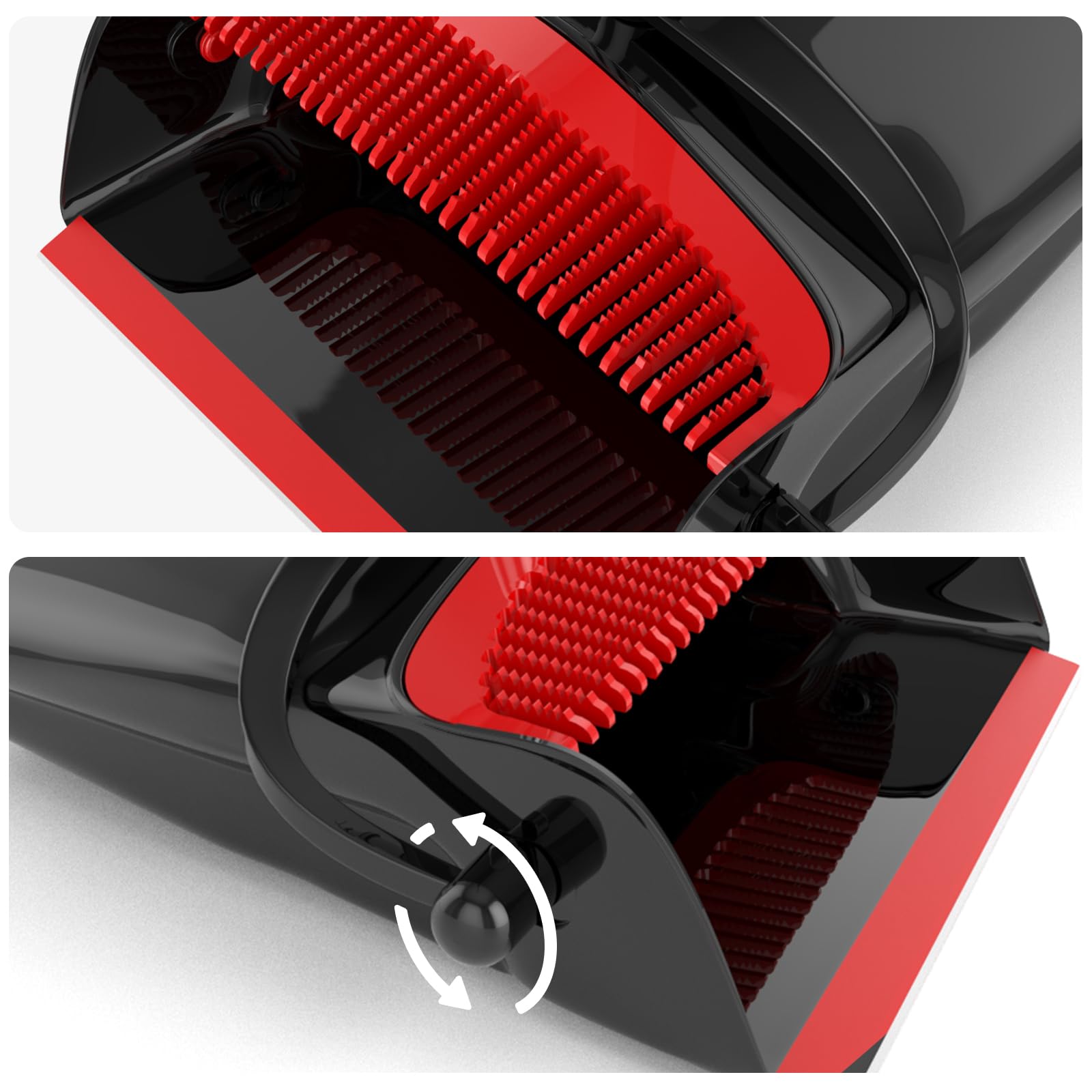 Broom with Dustpan Combo Set 54" Long Handle Adjustable Length Stainless Steel Broomstick Standing Dust Pan and Broom Set for Office Home Kitchen Lobby Floor Cleaning (Red and Black)