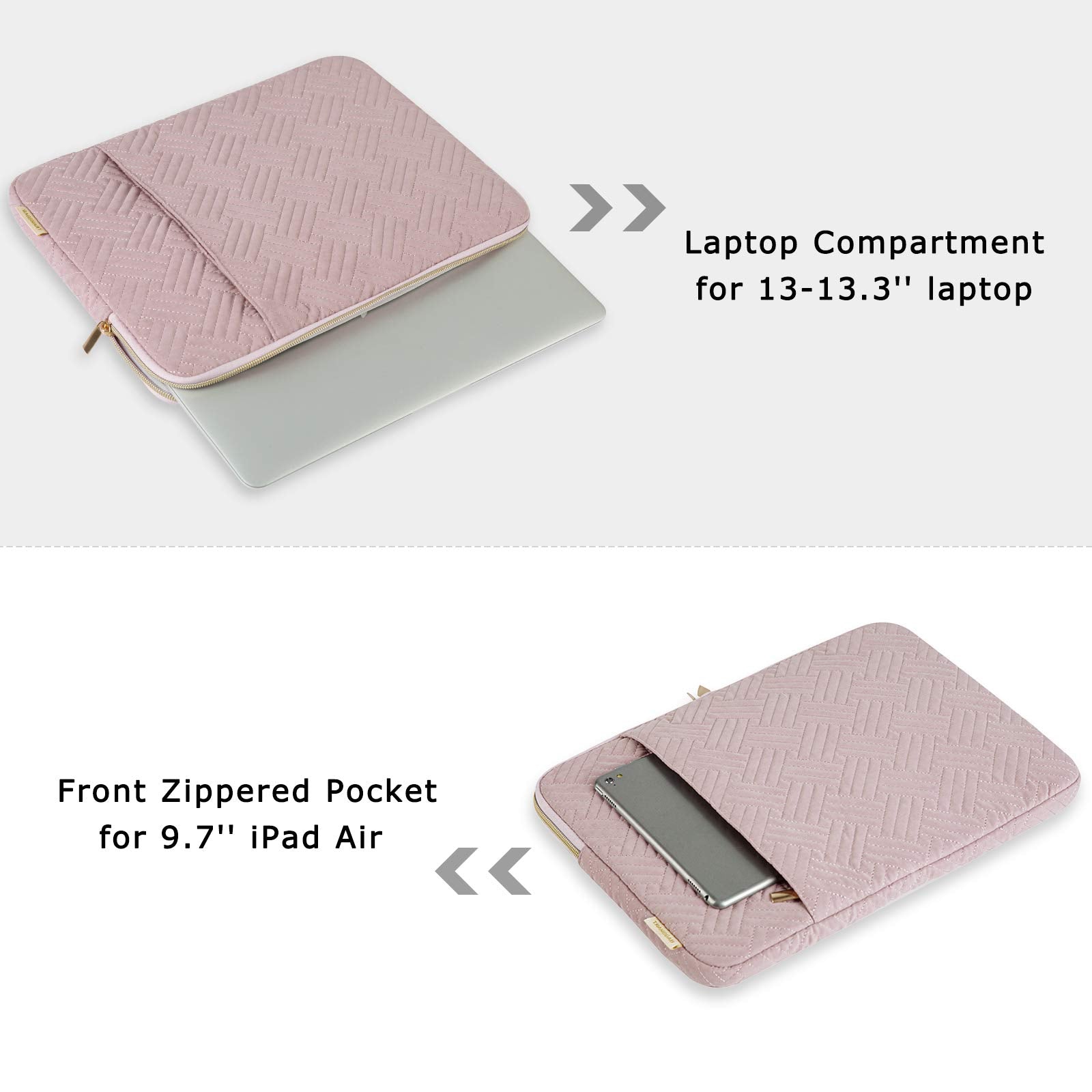 BAGSMART Laptop Sleeve Bag Compatible with MacBook Air/Pro, 13-13.3 inch Notebook, Compatible with MacBook Pro 14 Inch, MacBook Air M2 Sleeve 13 Inch, Repellent Protective Case with Pocket, Pink