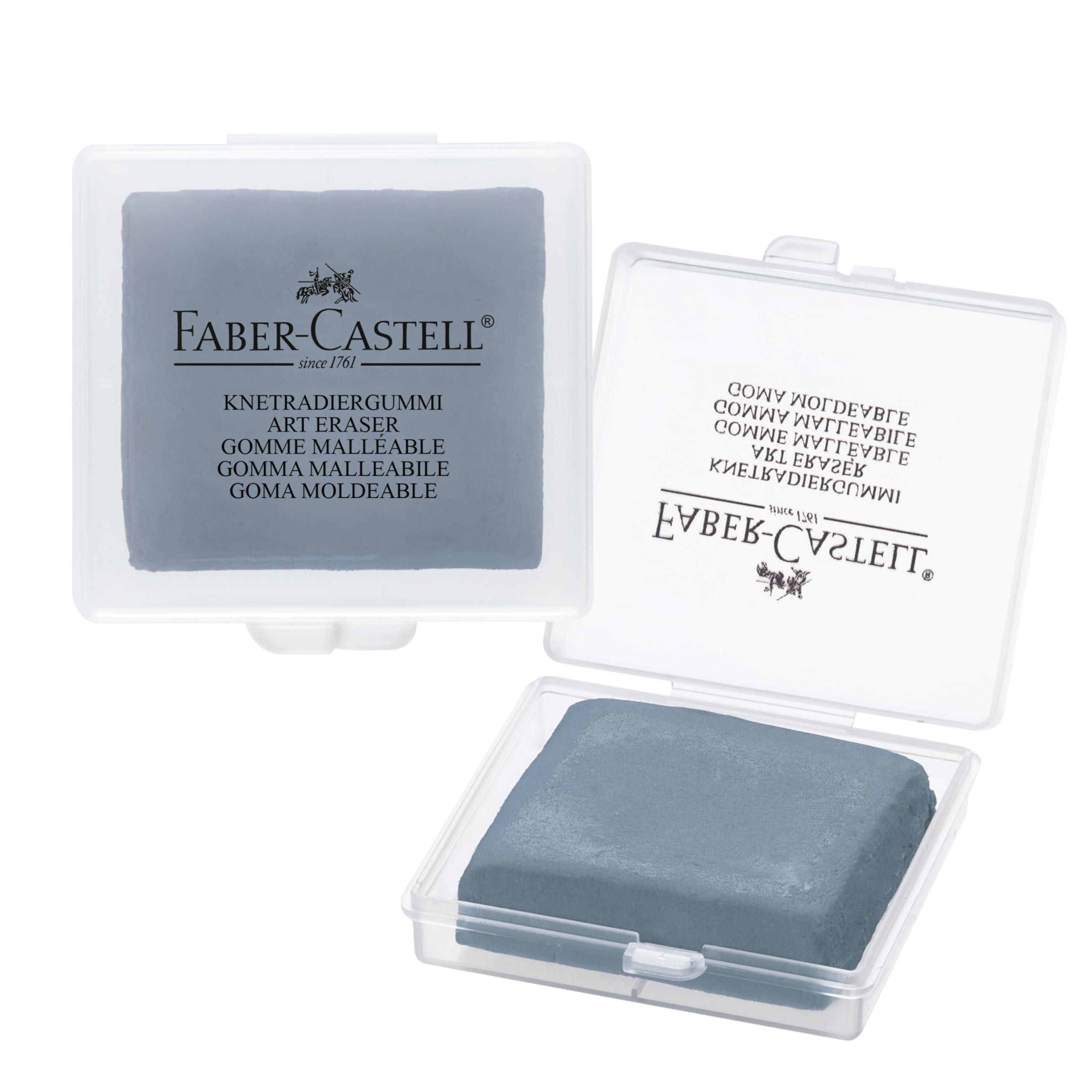 Faber-Castell Kneadable Eraser for Artists in Storage Case - Absorbent Kneaded Erasers, Art Eraser 1 Pack, Grey