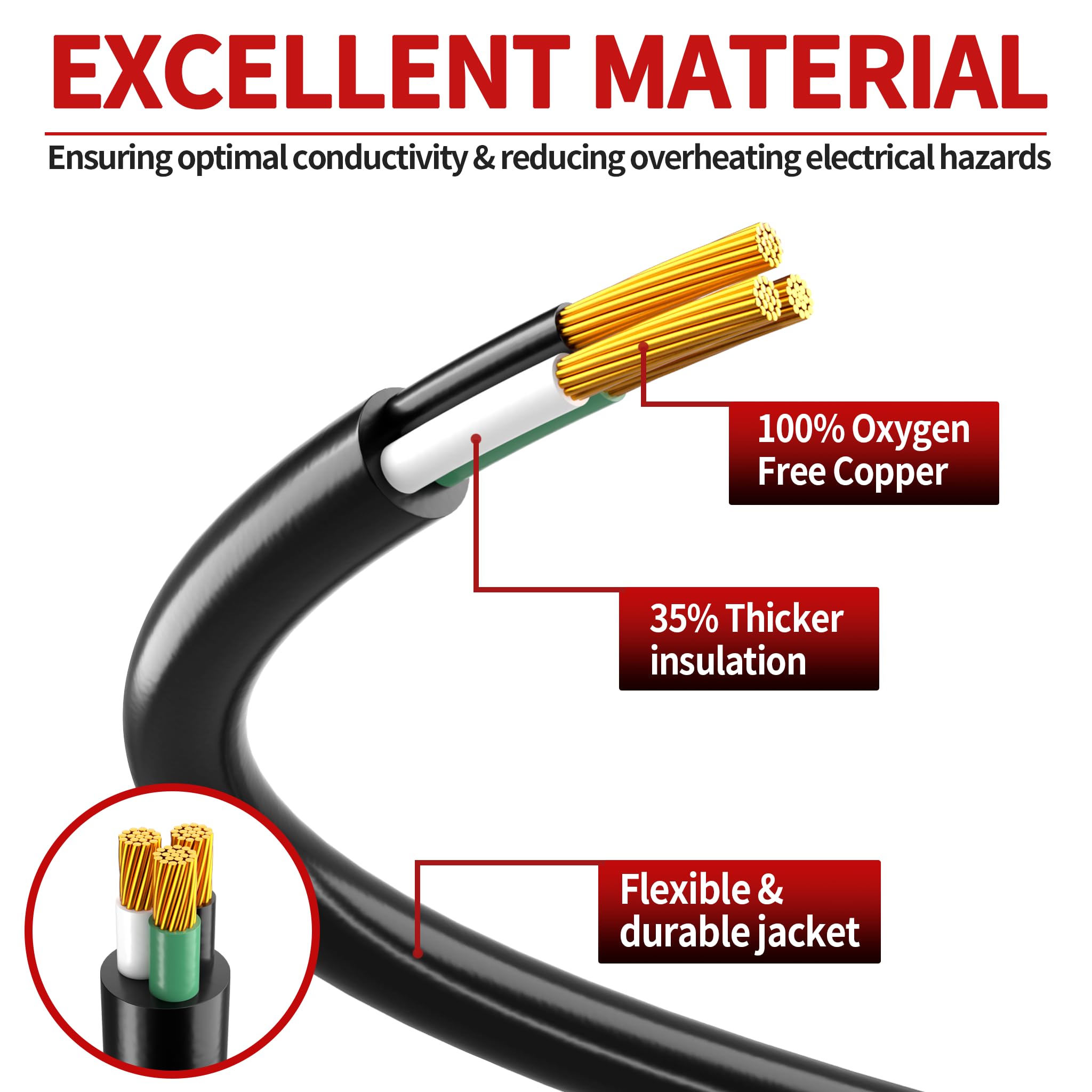 Skrizcable 16/3 25 FT Outdoor Extension Cord Waterproof, Weatherproof & Flame Retardant Black 3 Prong Power Cord Outside for Lawn & Garden, 13 Amps 1625 Watts 125 VAC 16AWG SJTW, ETL Listed