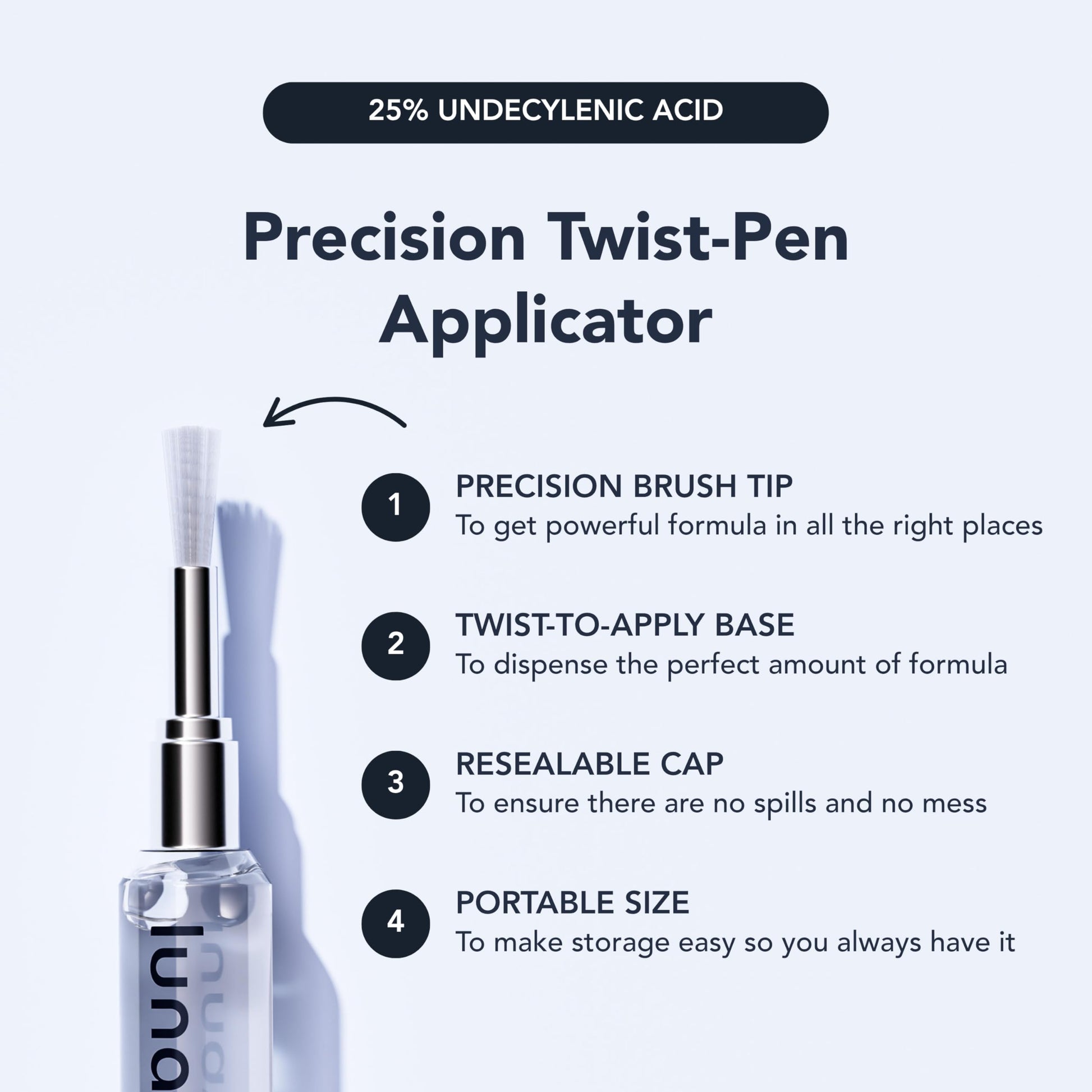 Lunavia Antifungal Pen – Cures Most Athlete’s Foot, Jock Itch, and Ringworm - 25% Undecylenic Acid with added Tea Tree, Jojoba, Clove Bud Oils & Aloe - 3-Pack Twist Pen (9ML Volume)