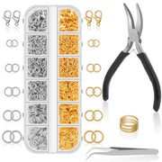 Anezus Jump Rings for Jewelry Making Supplies and Necklace Repair with Jump Ring Pliers and Open Jump Ring(1200Pcs Silver and Gold)