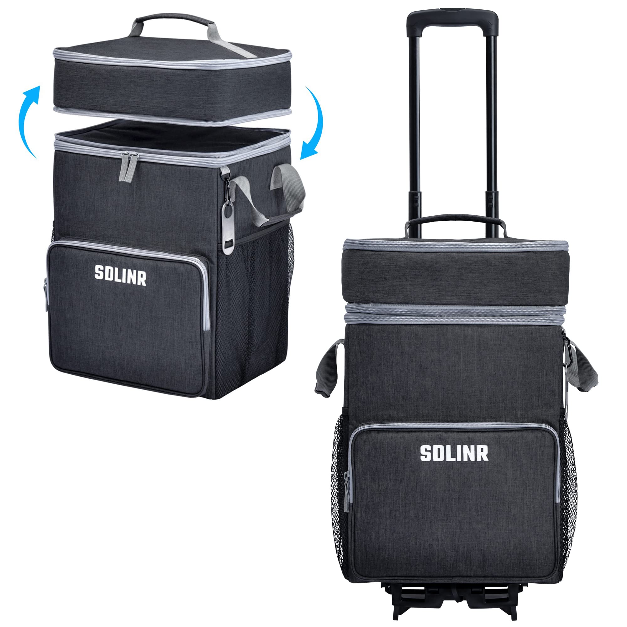 SDLINR 72-Can Large Rolling Cooler, Leakproof Insulated Soft Cooler Bag with Wheels and Handle Collapsible for Beach Camping Patio Travel Outdoor