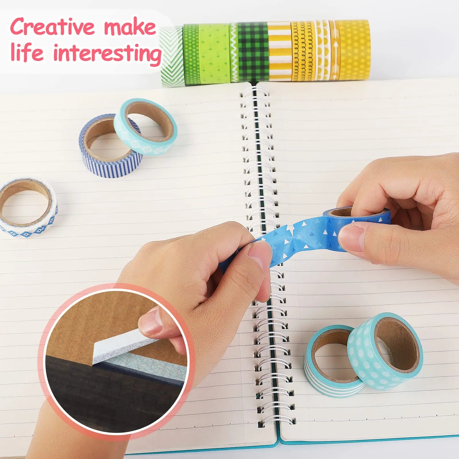 50 Rolls Washi Tape Set, Decorative Adhesive Tape for Scrapbook, Arts & Crafts, Journals, and Planners, Each Rolls 5yd Total 250yd (Pink)