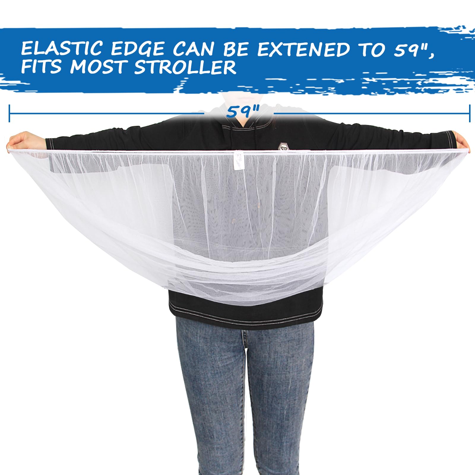 Baby Mosquito Net for Stroller, Reusable Bug Net for Stroller, Bassinets, Cradles, Playards, Pack N Plays and Portable Mini Crib, Portable & Durable Baby Insect Netting, White