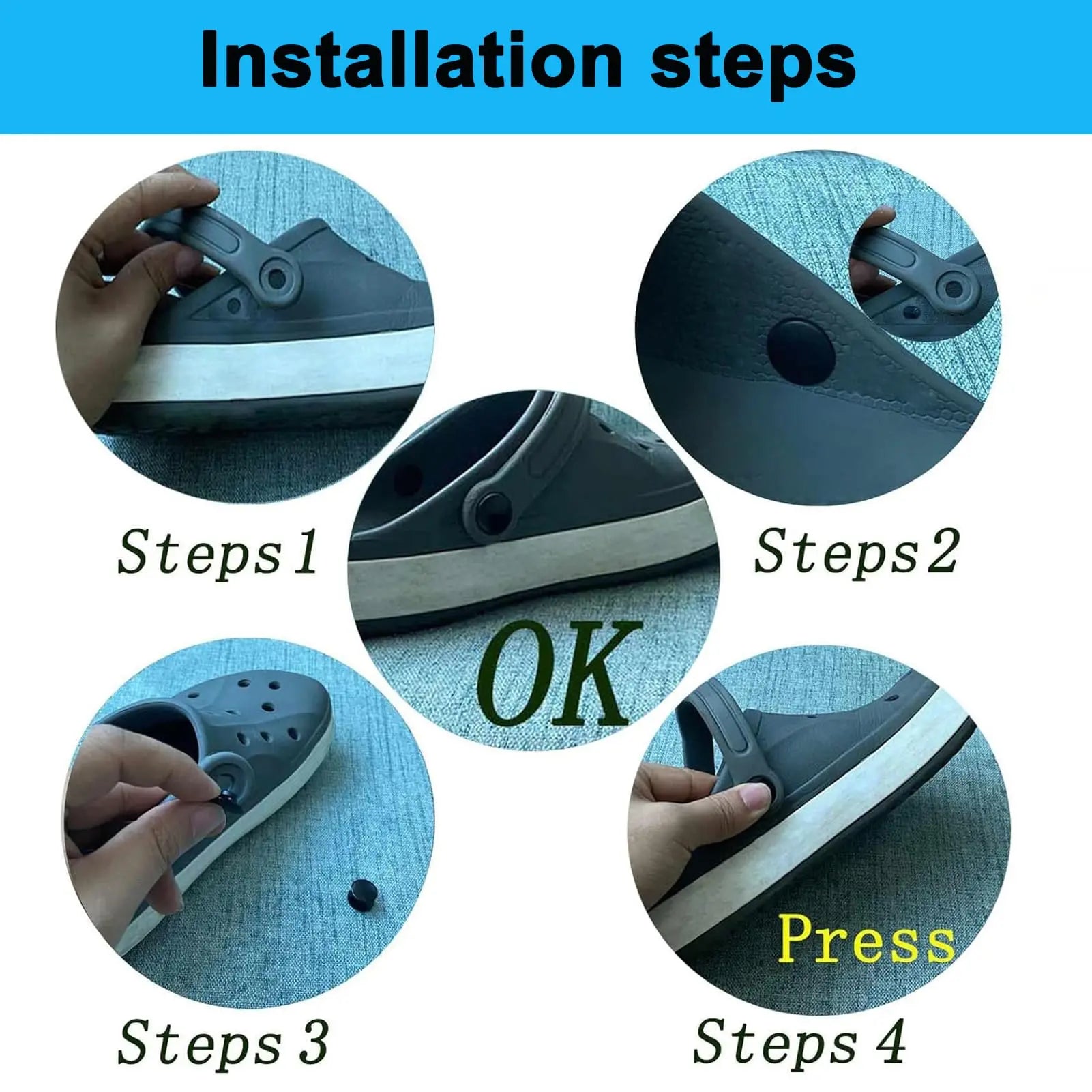 8 Sets Replacement Rivets for Beach Shoe Replacement Button Replacement Parts Compatible for Clog Beach Shoe Strap Repair (Black)