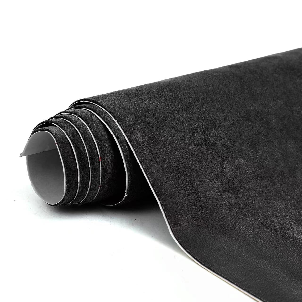 RadiantDecor Premium Black Suede Fabric Wrap - 17x70 inch Suede Wrap for Car Interior - Self-Adhesive Microfiber and Synthetic Leather, Stretchable Interior Film for Car and Home Decor