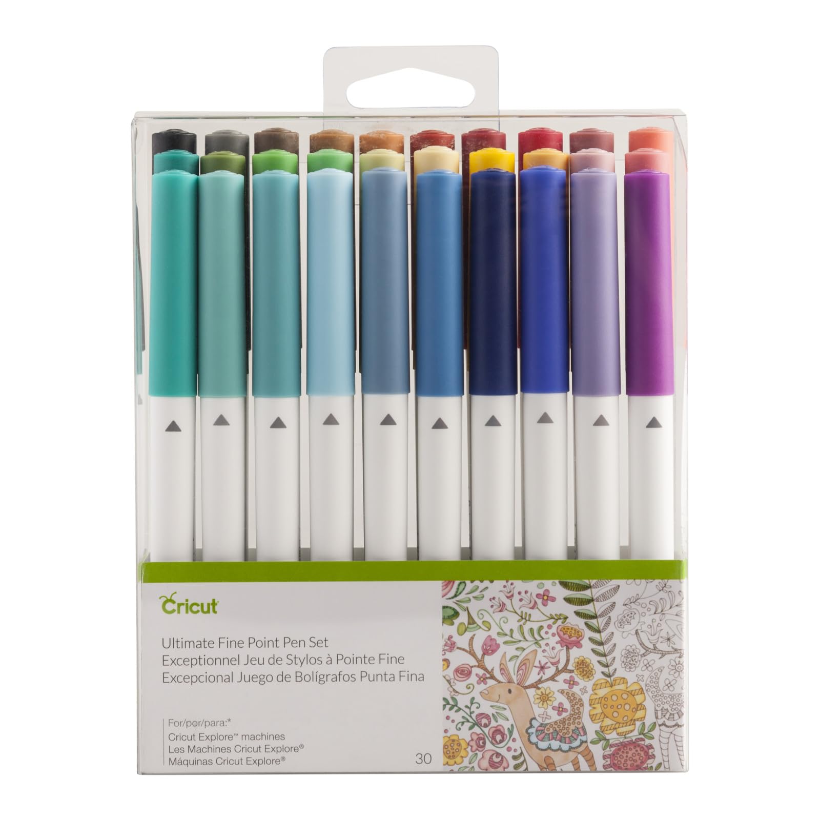 Cricut Ultimate Fine Point Pen Set, 0.4mm Fine Tip Pens to Write, Draw & Color, Create Personalized Cards & Invites, Use Maker and Explore Cutting Machines, 30 Assorted Colored Pens