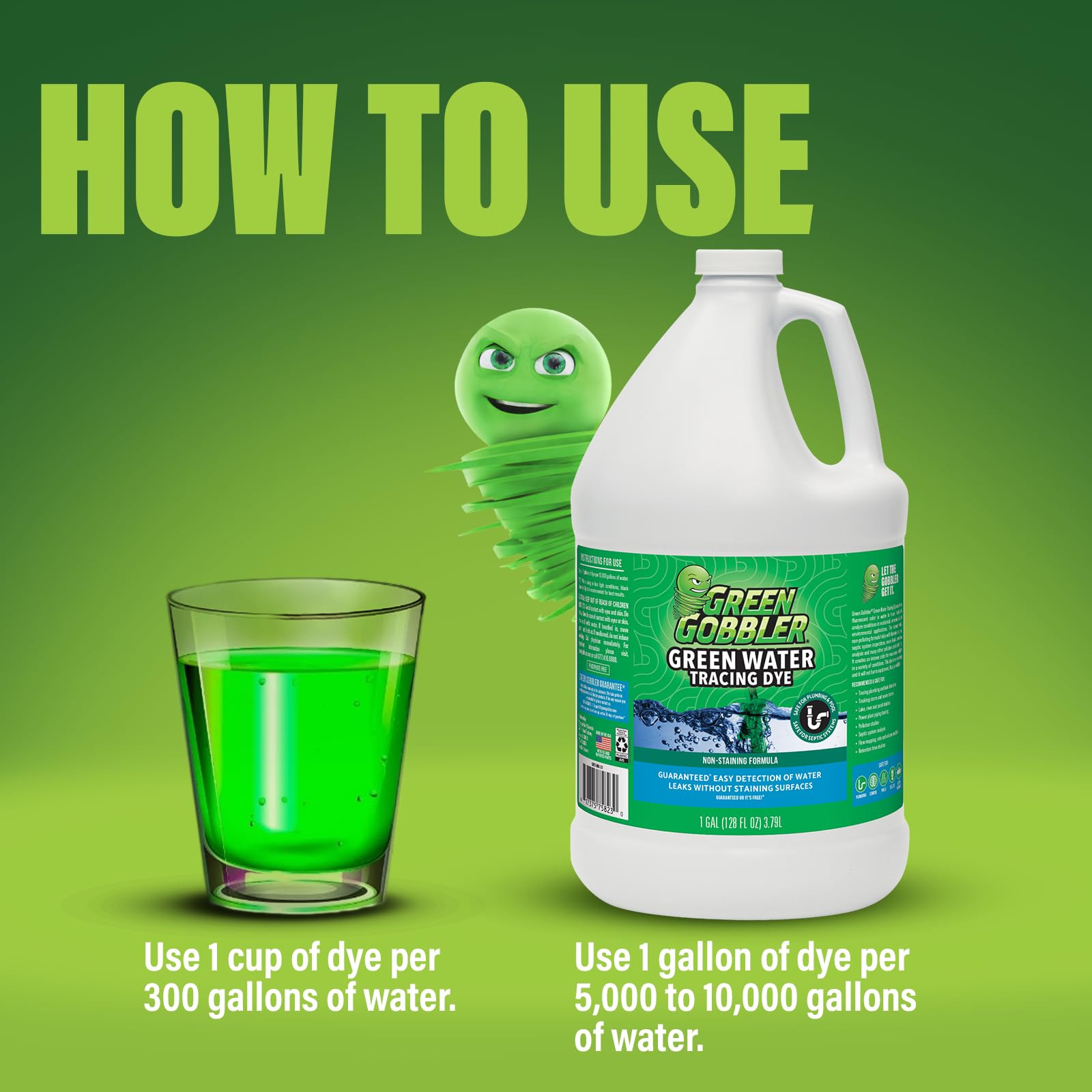 Green Water Tracing & Leak Detection Flourescent Dye - 1 Gallon