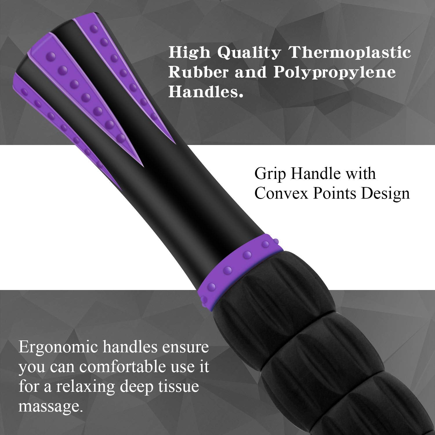 MZDXJ Muscle Roller Massage Roller Stick for Athletes, Help Reducing Muscle Soreness Cramping Tightness Leg Arms Back Calves Muscle Massager（Purple Black- 18 inch）