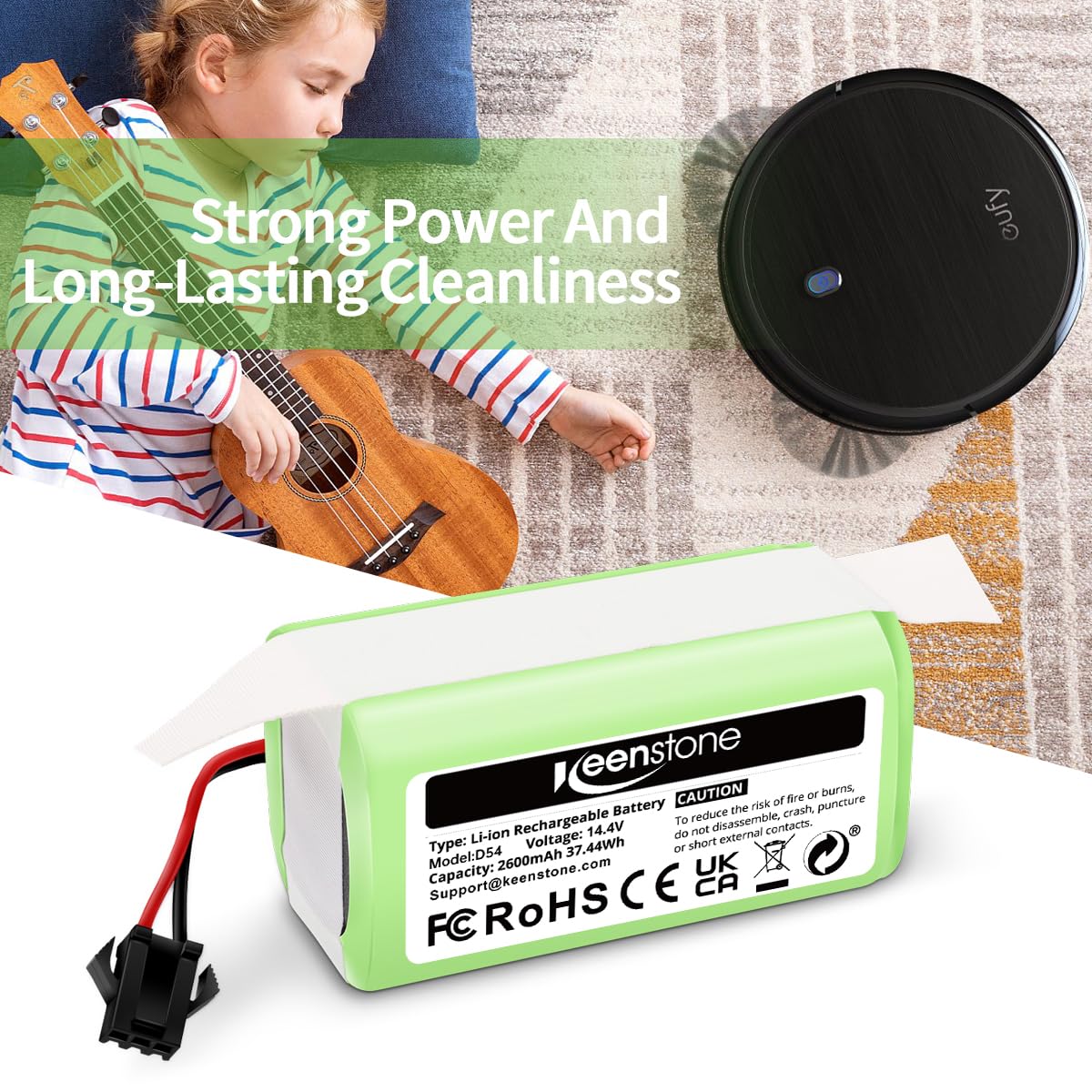 Replacement Battery Compatible with eufy RoboVac 11 11C 11S Plus 11S MAX 12 15C 15C MAX 15T 25C 30C G10 Hybrid G30 Edge R500 R450 & Ecovacs Deebot N79 N79S N95 DN622 661 | 14.4V 2600mAh