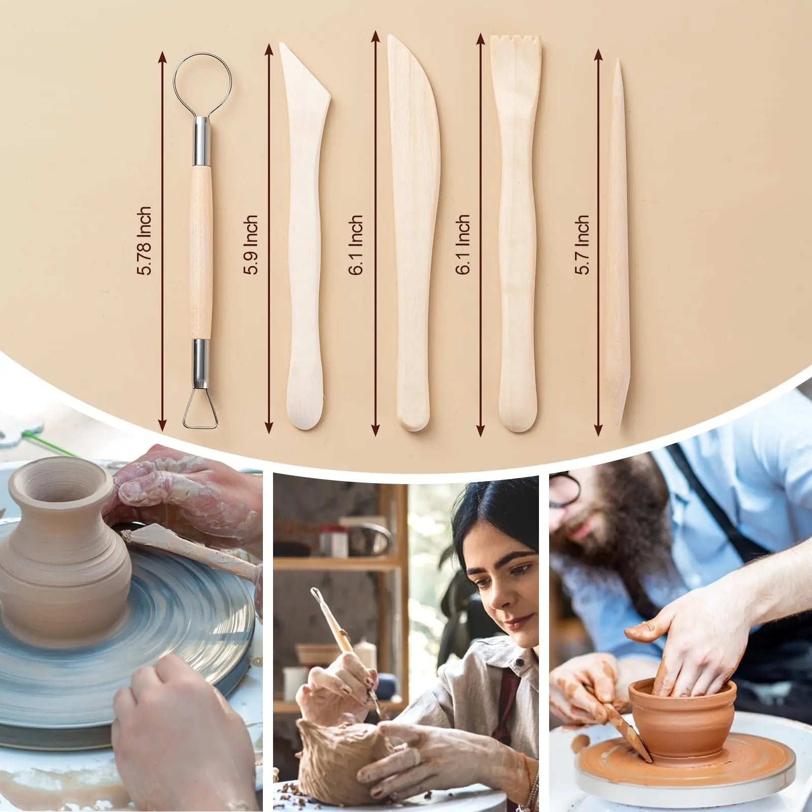 Amrules Clay Tools Kit, 27 PCS Pottery Tools, Practical Polymer Clay Sculpting Tools Kit, Air Dry Clay Tools Set for Adults, Pottery Craft, Dotting, Carving, Drawing, Molding, Modeling, Shaping