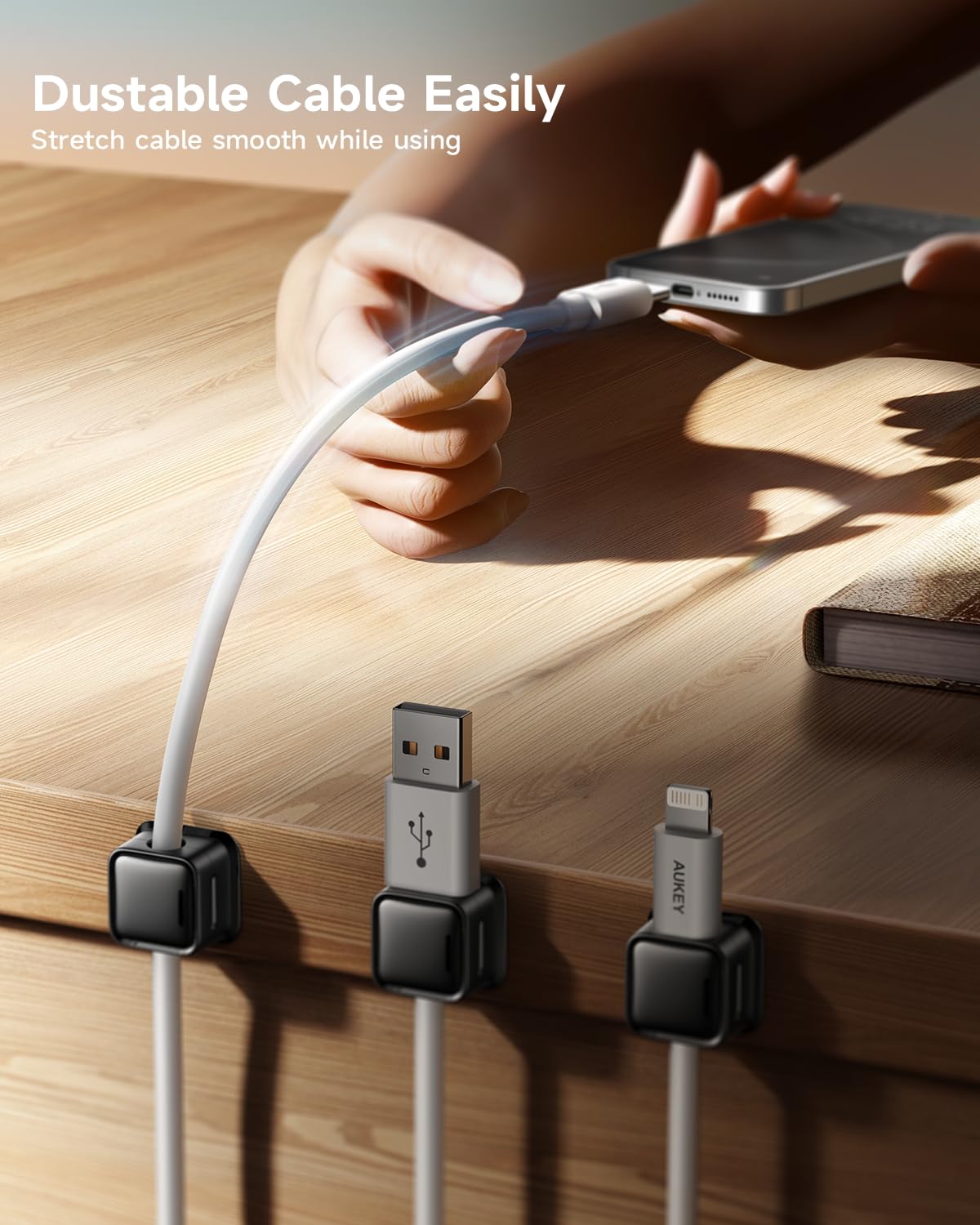 smofish Cord Organizer Holder, 8 Pack Magnetic Desk Cable Clips Management, Hide Phone Charging Cable Keeper, Strong Adhesive Wire Charger Holder for Nightstand, Kitchen Appliances, Office Supplies