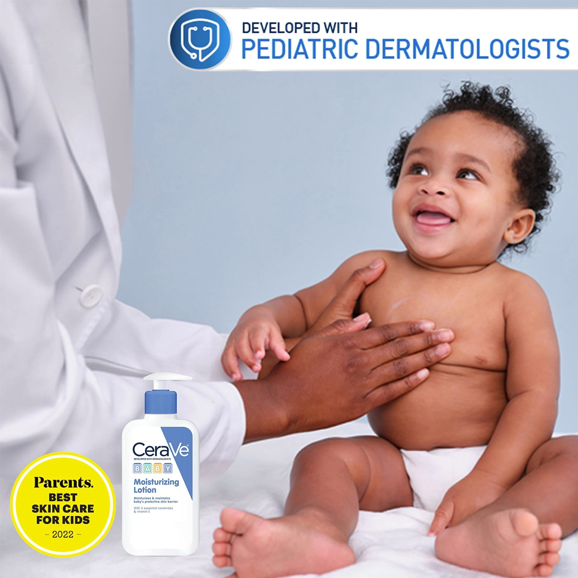 CeraVe Baby Lotion, Gentle Baby Skin Care with Ceramides, Niacinamide & Vitamin E, Fragrance, Paraben, Dye & Phthalates Free, Lightweight Moisturizer, 8 Ounce, Packaging May Vary